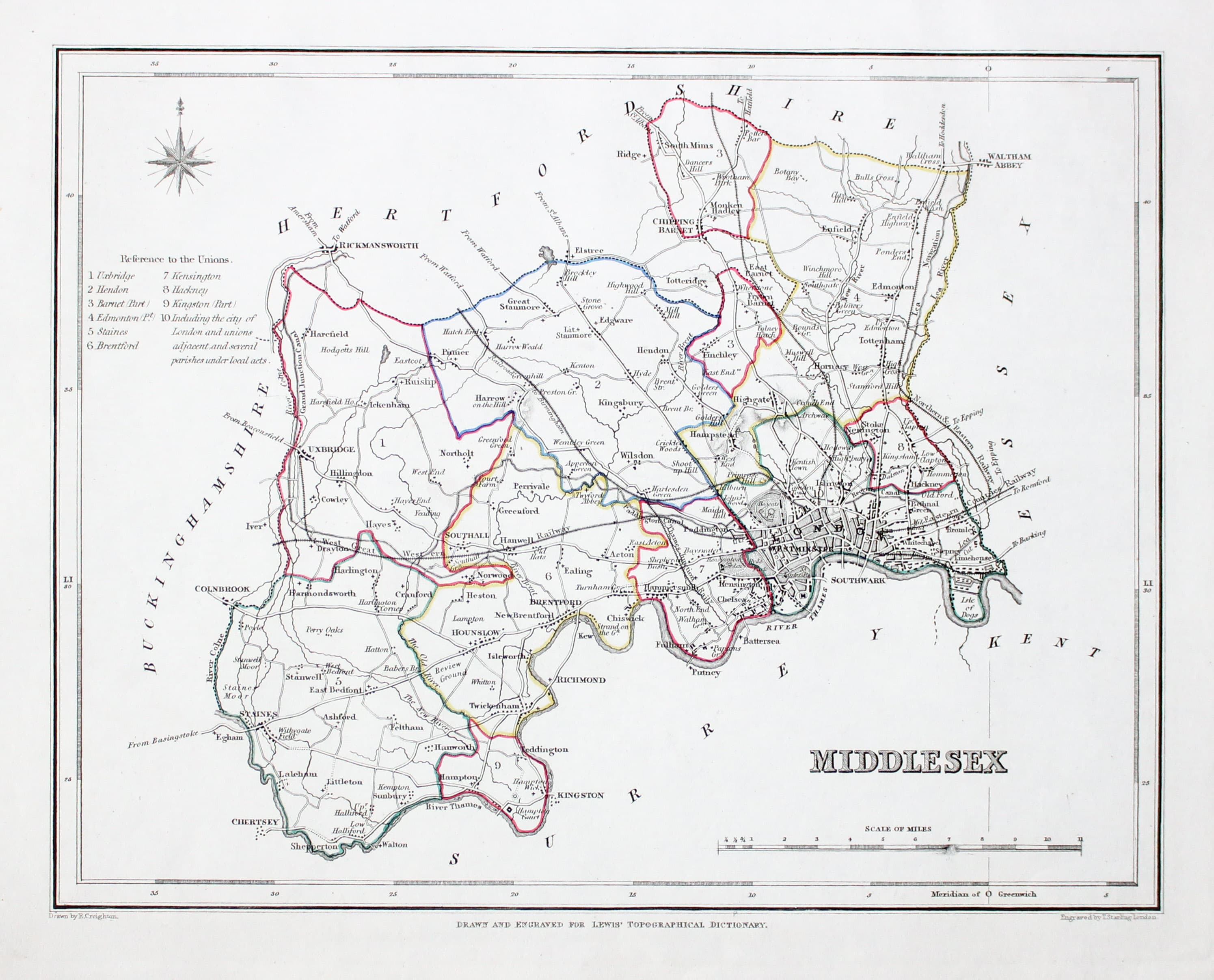 Map of Middlesex by Samuel Lewis 1848  Map of Middlesex by Samuel Lewis 1848