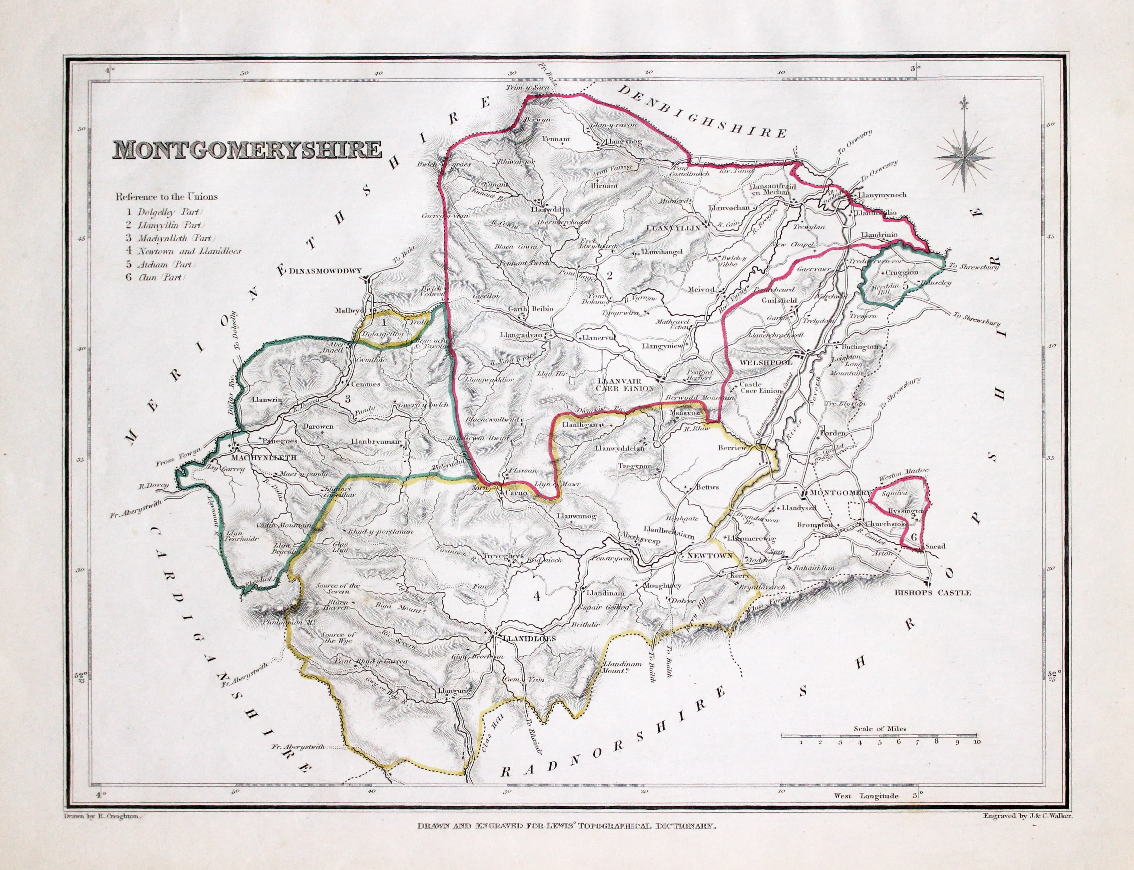 Map of Merioneshire  by Samuel Lewis 1848