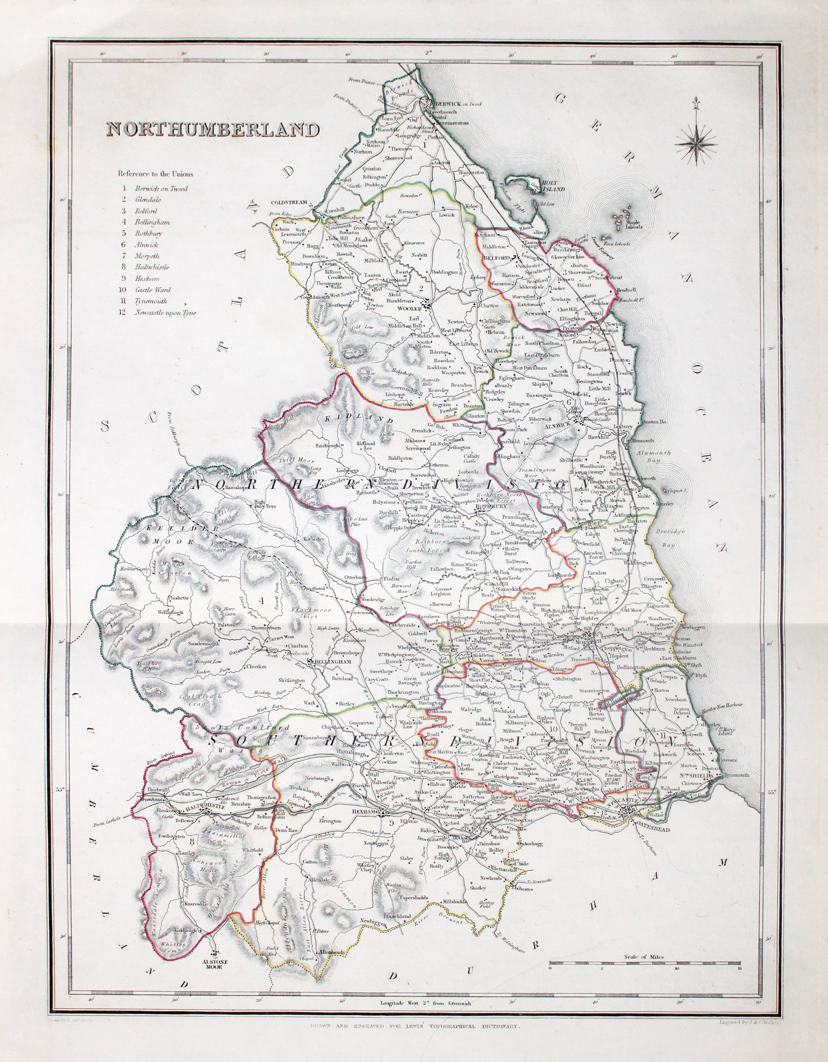 Map of Northumberland, Samuel Lewis 1848  Map of Northumberland, Samuel Lewis 1848