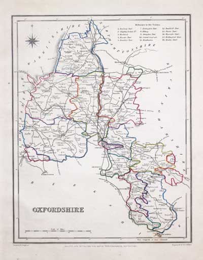 Map of Oxfordshire, Samuel Lewis 1848