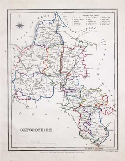 Map of Oxfordshire, Samuel Lewis 1848