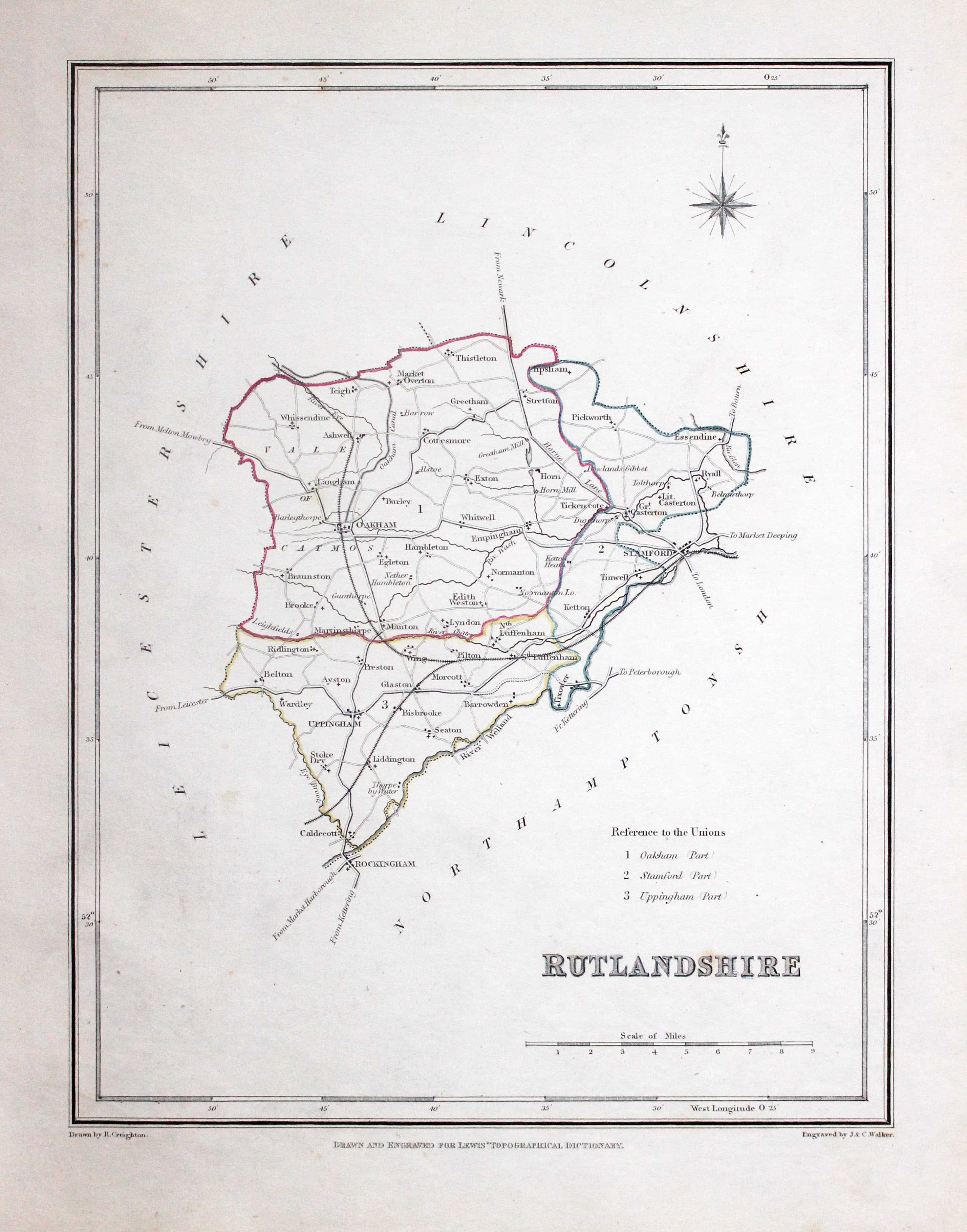 Map of Rutlandshire, Samuel Lewis 1848
