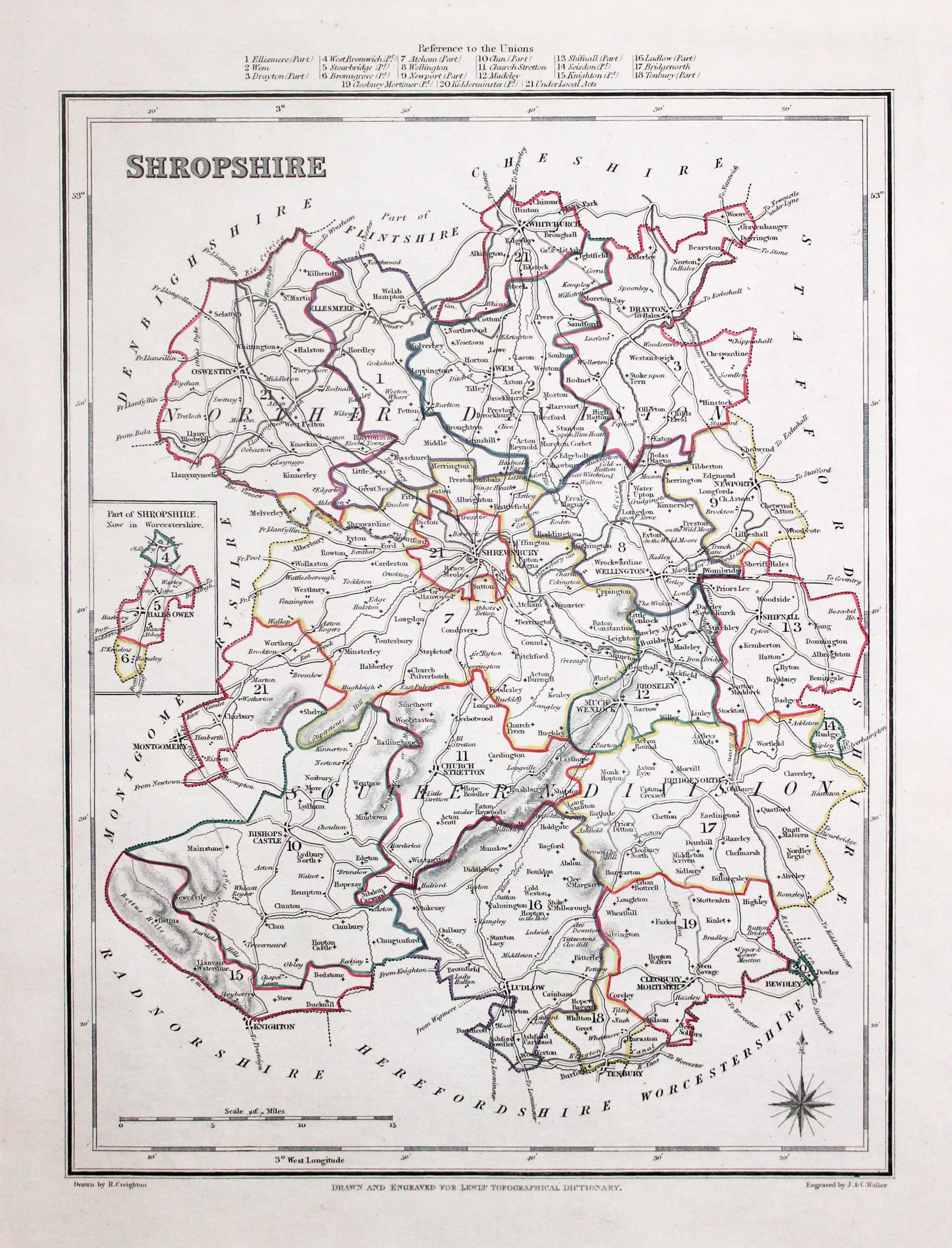 Map of Shropshire, Samuel Lewis 1848  Map of Shropshire, Samuel Lewis 1848