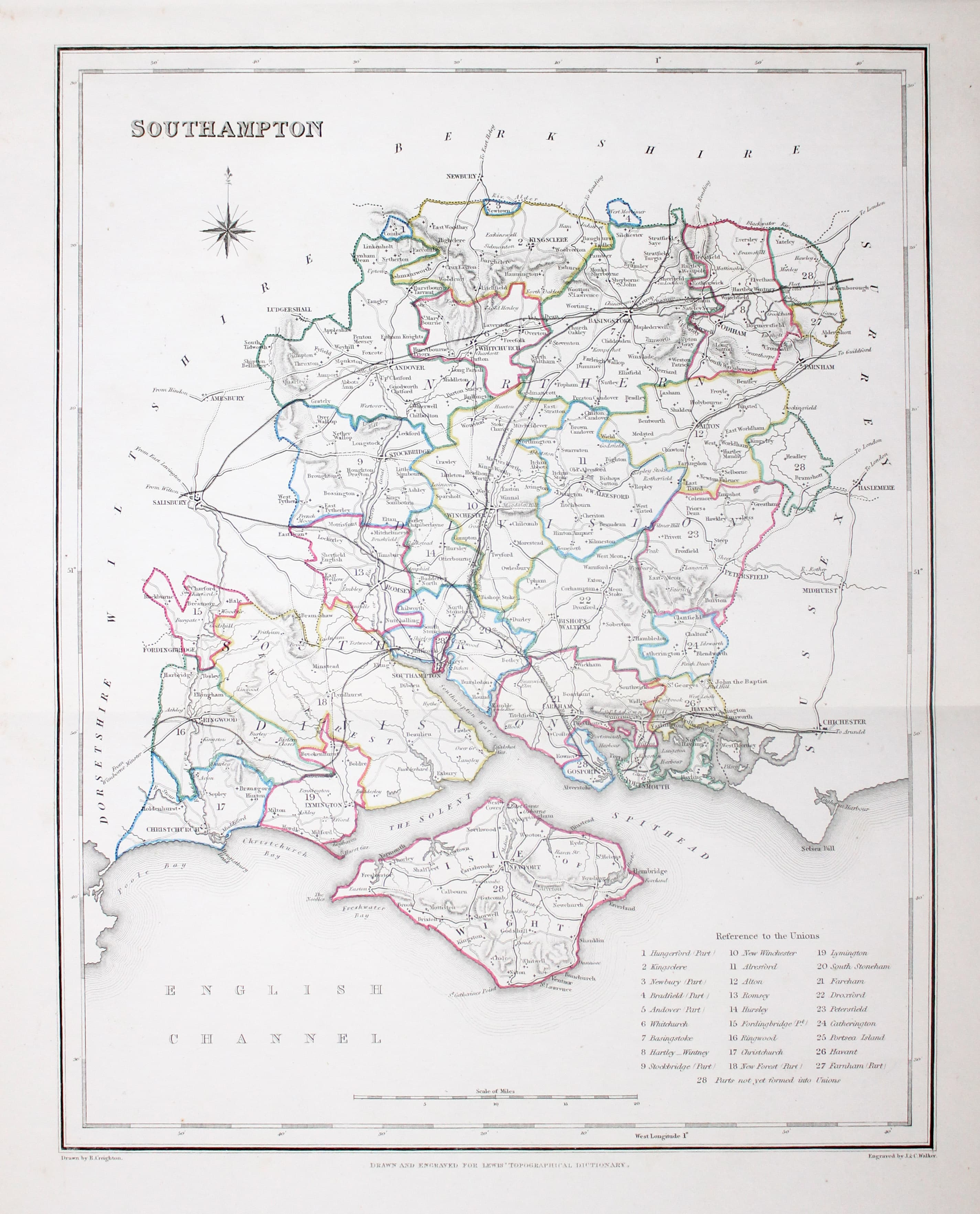 Map of Hampshire, Samuel Lewis 1848