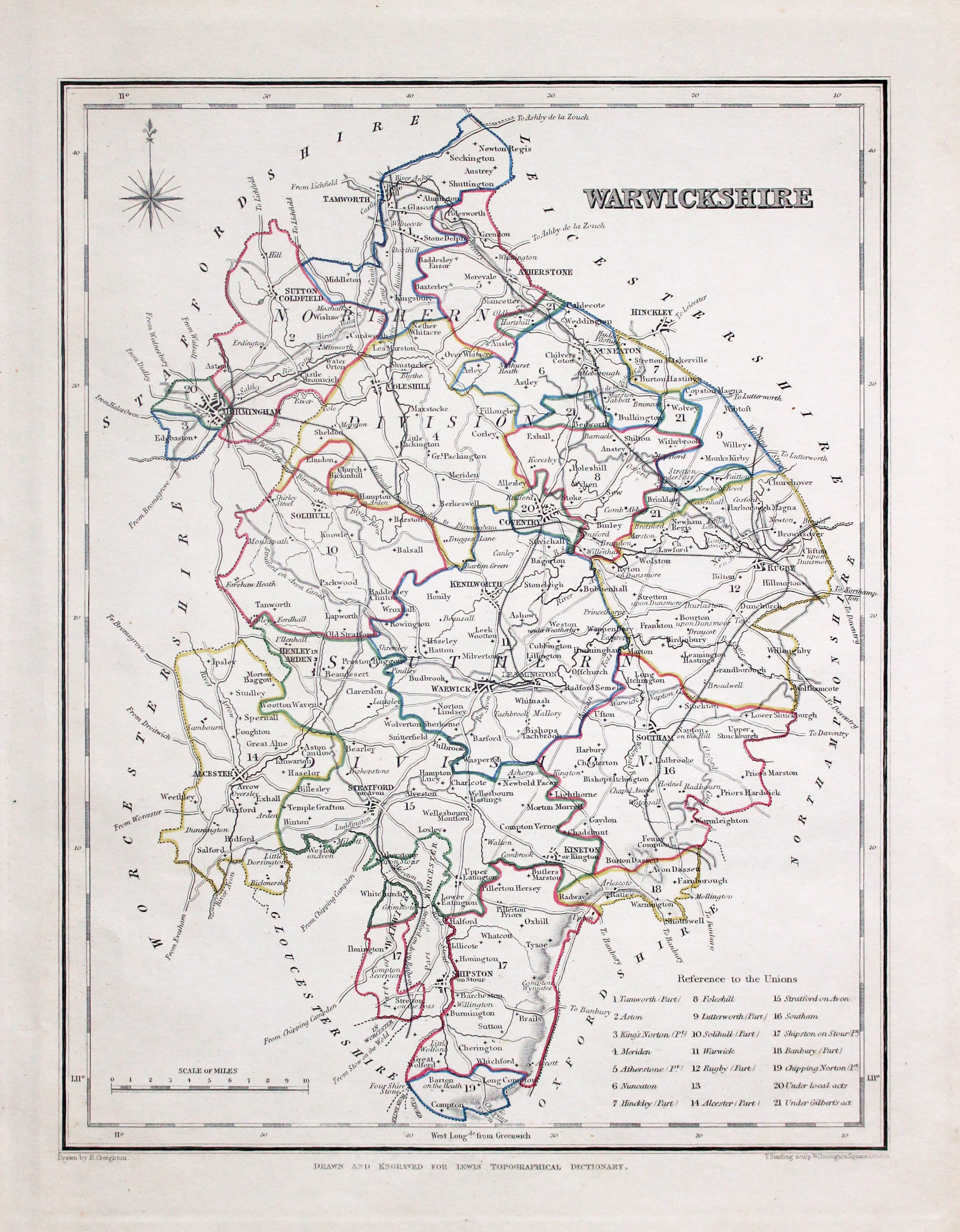 Map of Warwickshire, Samuel Lewis 1848  Map of Warwickshire, Samuel Lewis 1848