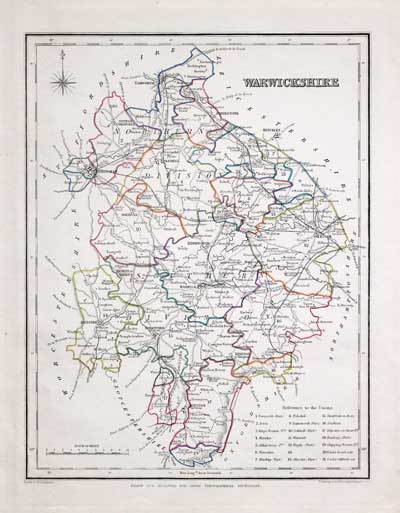 Map of Warwickshire, Samuel Lewis 1848