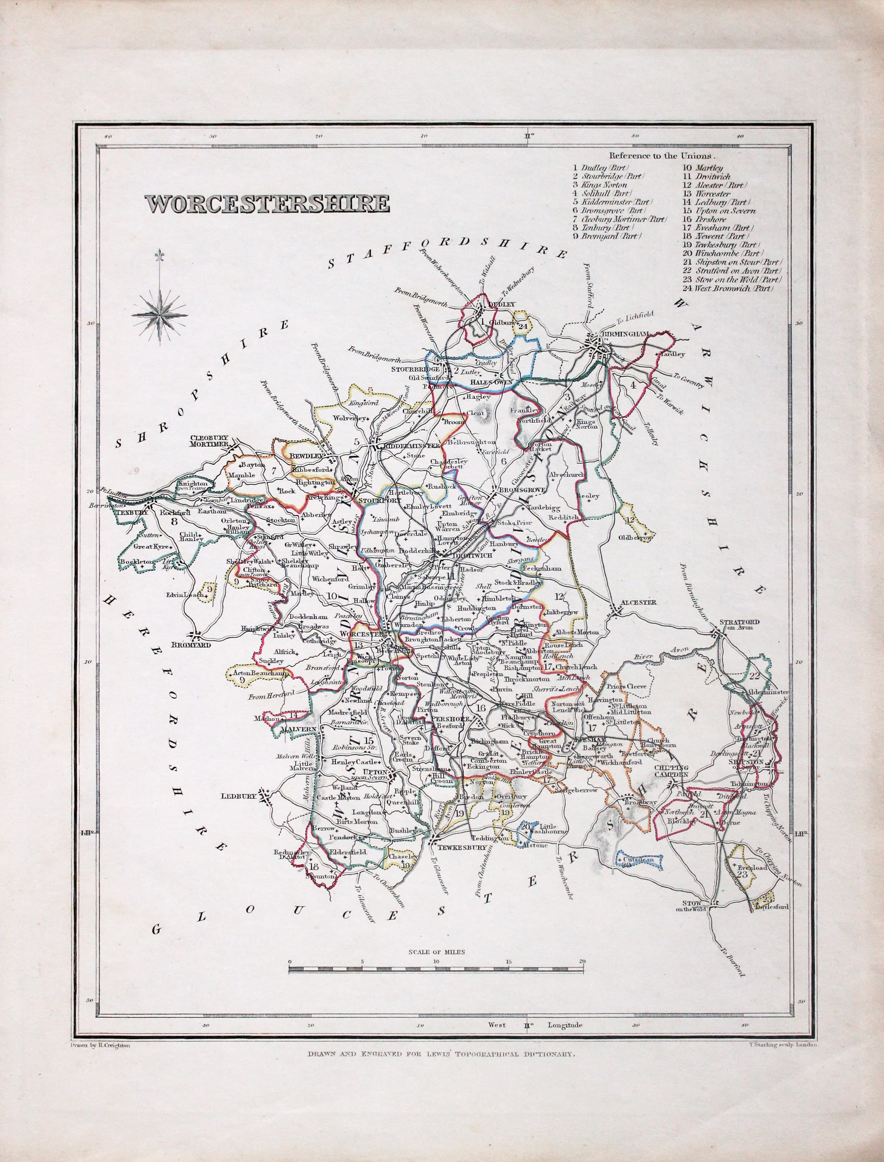 Map of Worcestershire, Samuel Lewis 1848  Map of Worcestershire, Samuel Lewis 1848