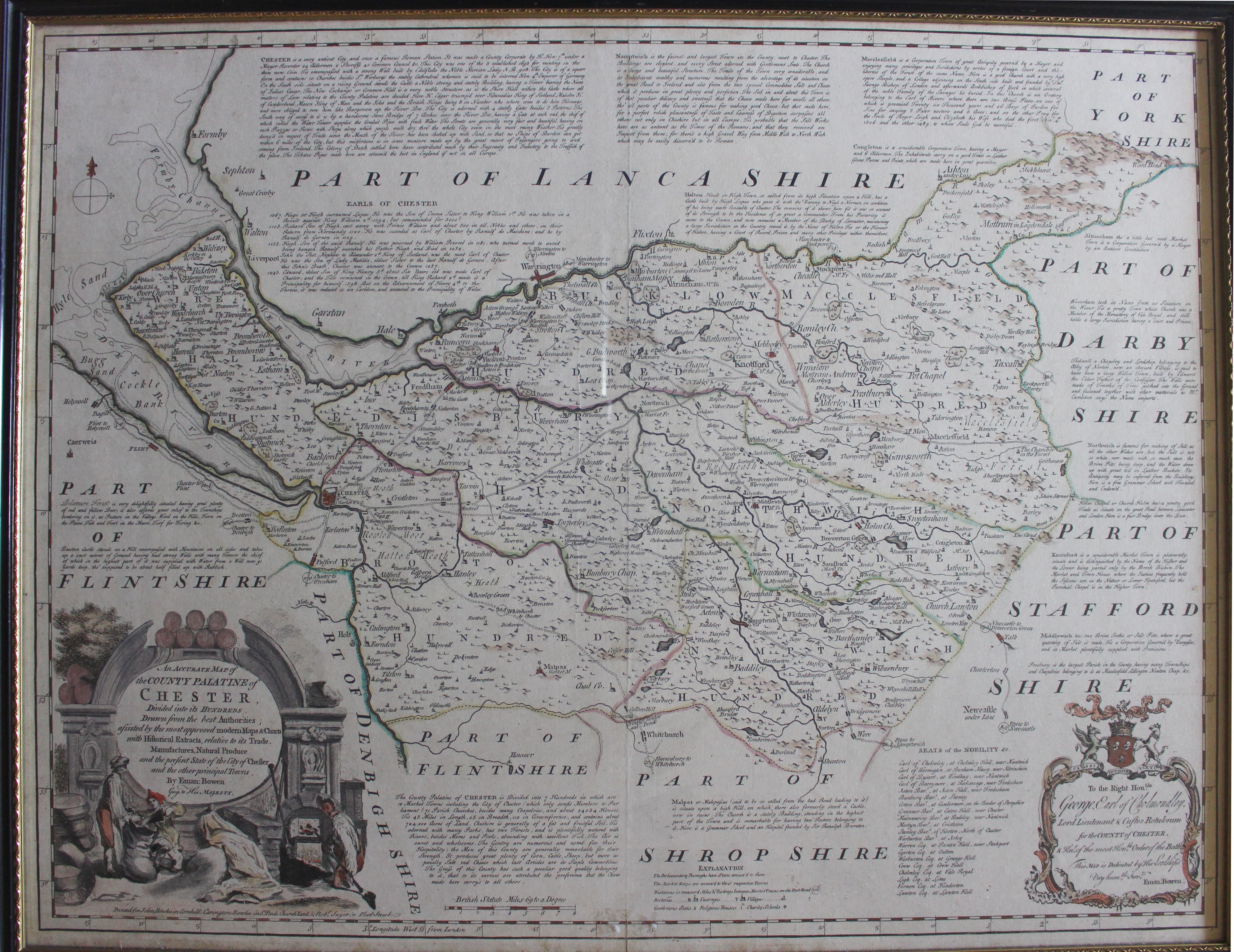 Map of Cheshire by Emanuel Bowen, c.1763