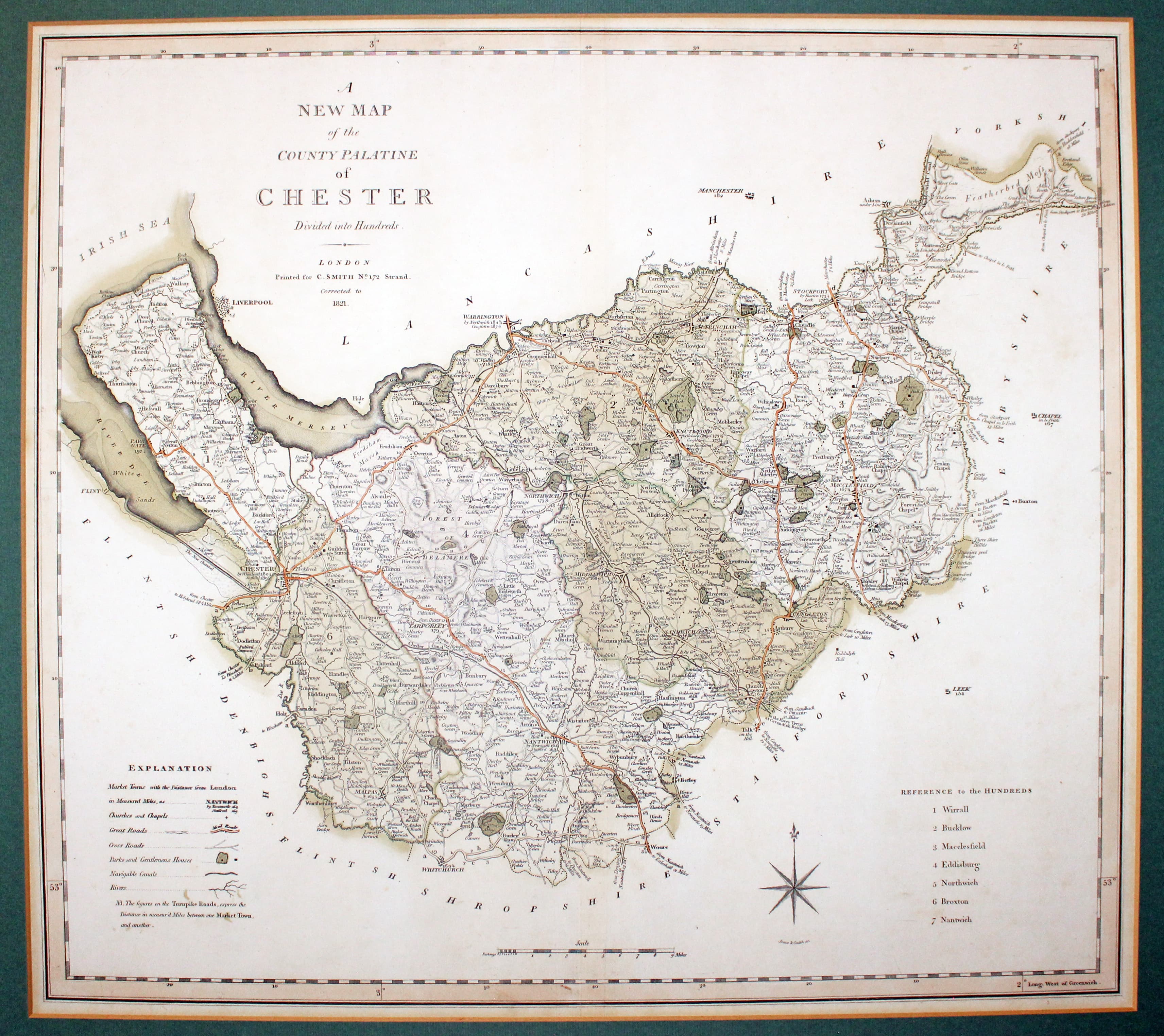 Map of Cheshire by Charles Smith 1821