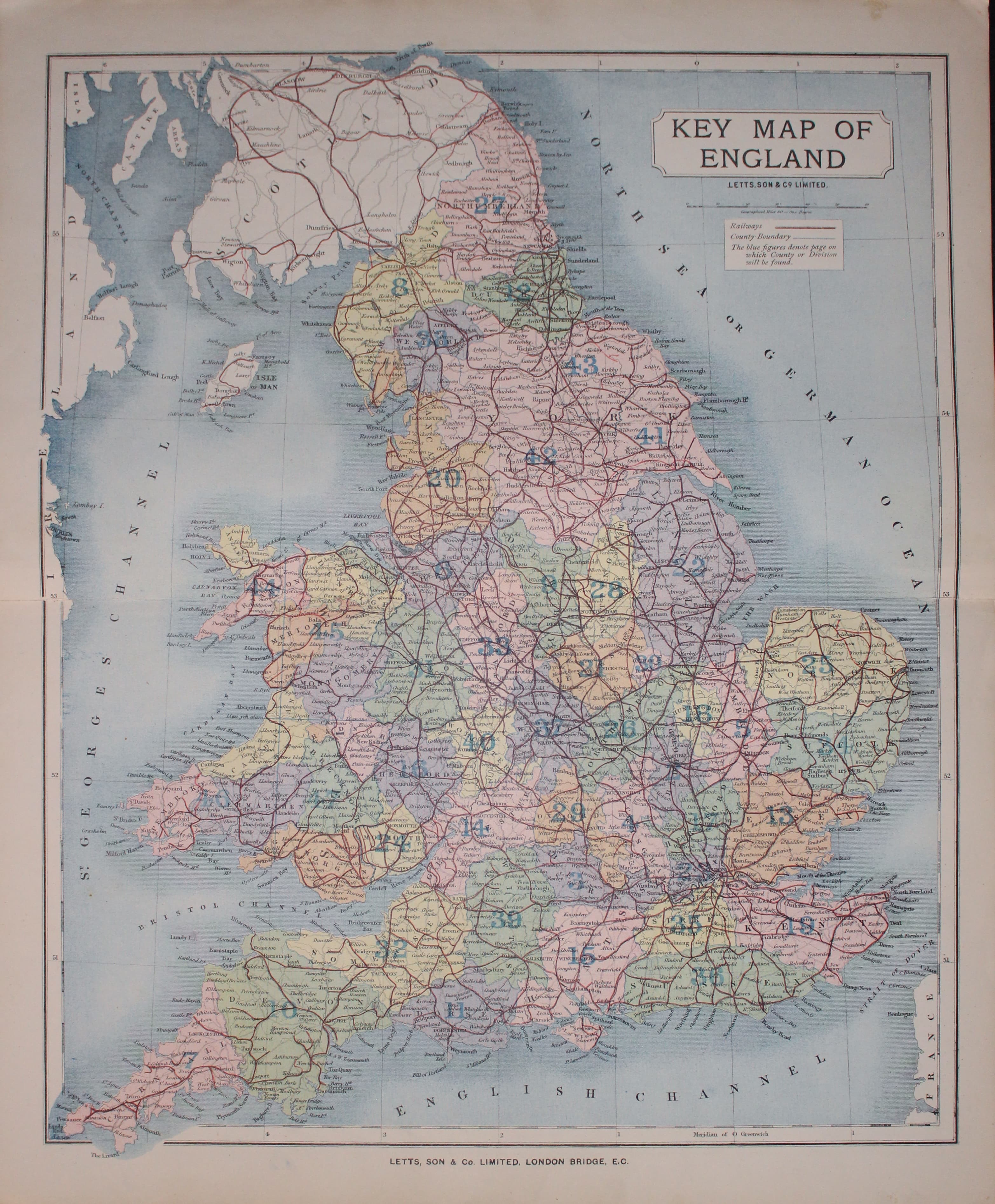 Map of England and Wales  by Thomas Letts