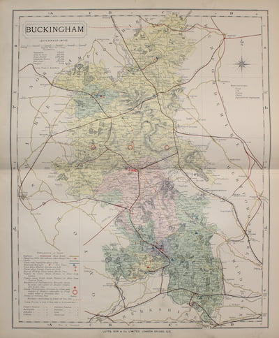 Map of Buckinghamshire  by Thomas Letts