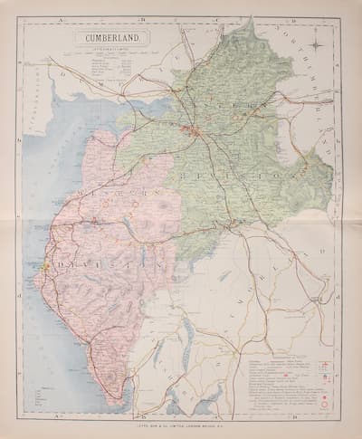 Map of Cumberland by Thomas Letts 1884