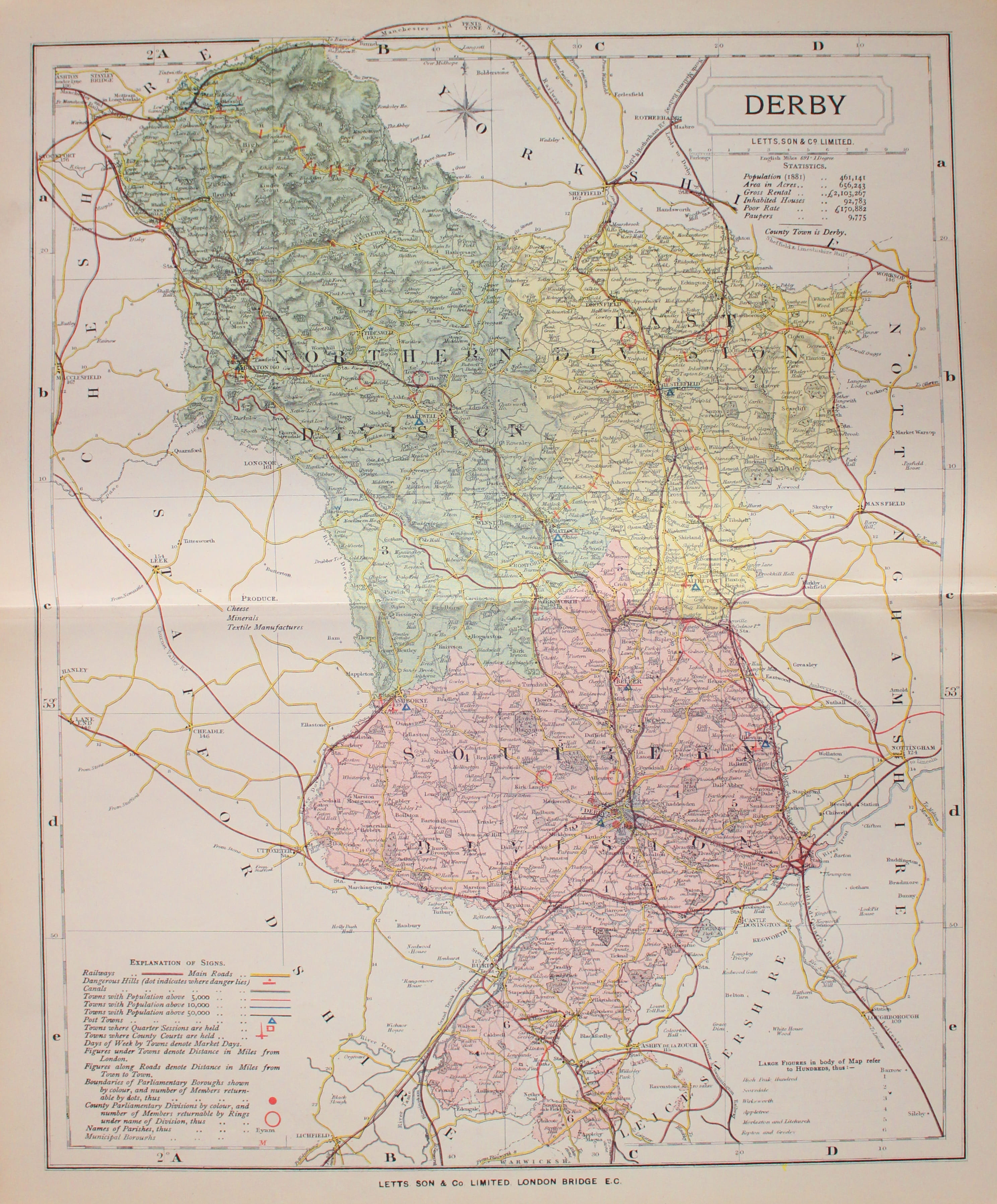 Map of Derbyshire  by Thomas Letts