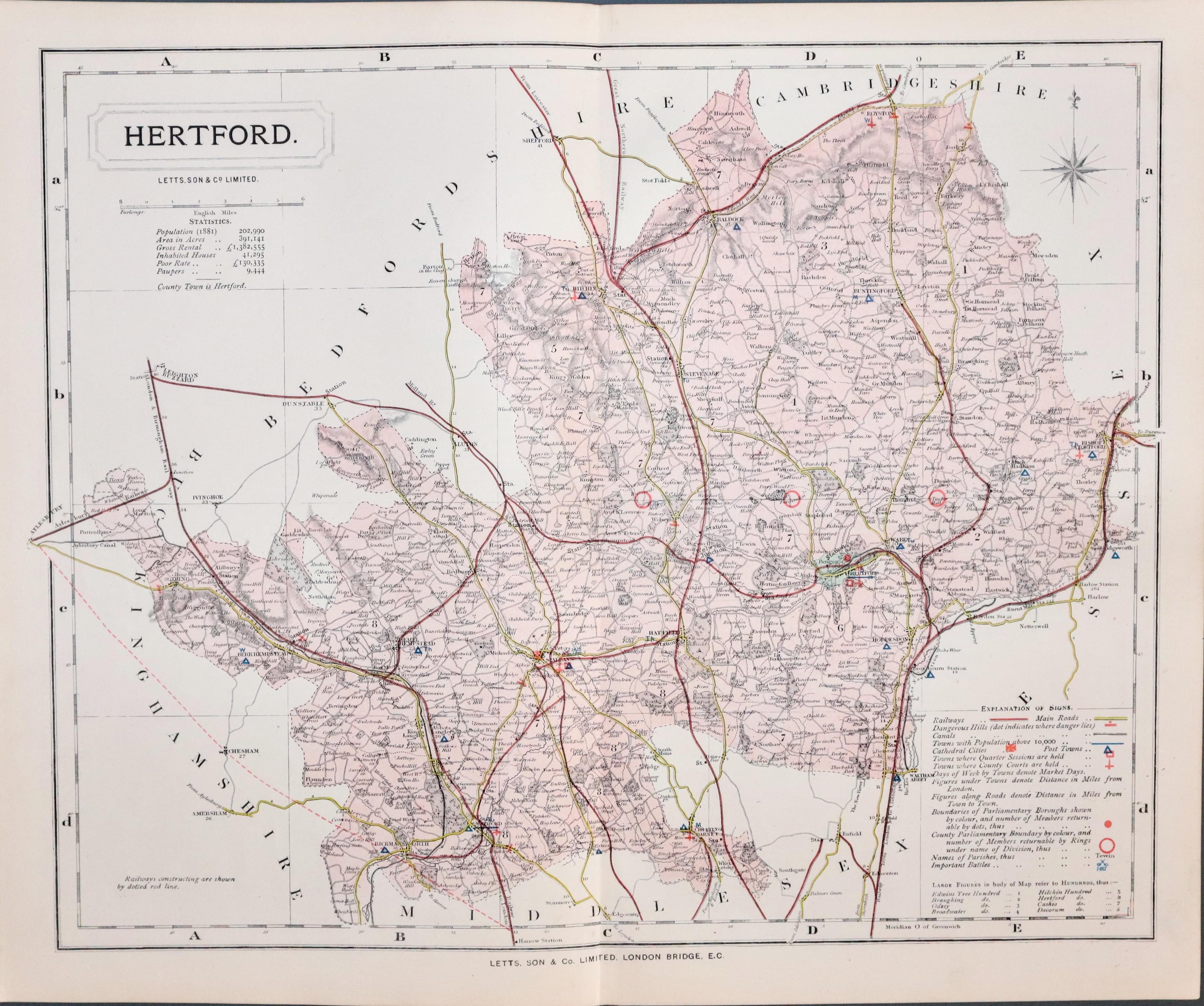 Map of Hertforshire  by Thomas Letts  Map of Hertforshire  by Thomas Letts