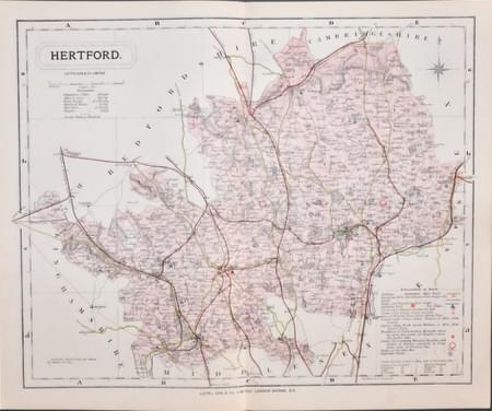 Map of Hertforshire  by Thomas Letts