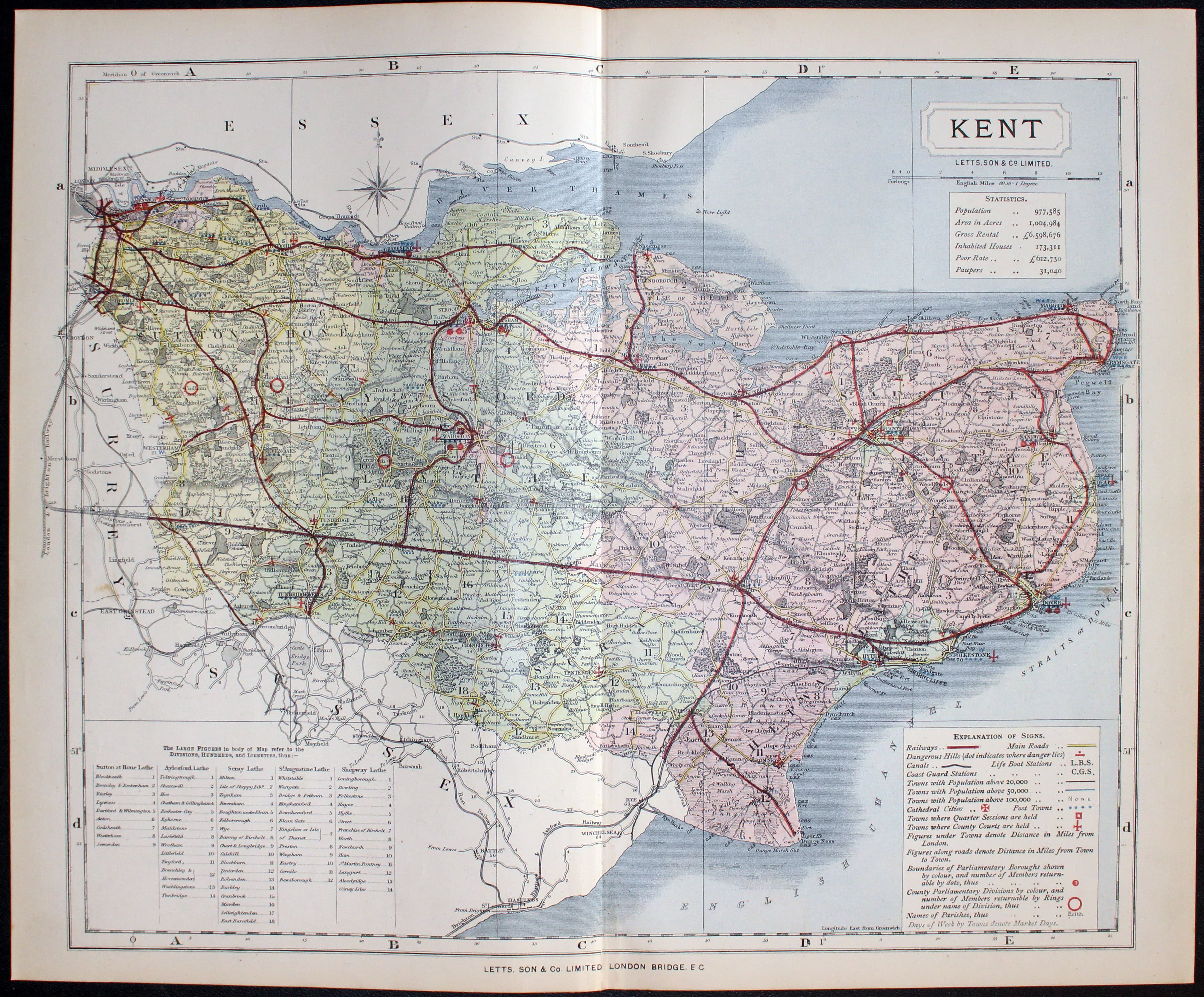 Map of Kent  by Thomas Letts