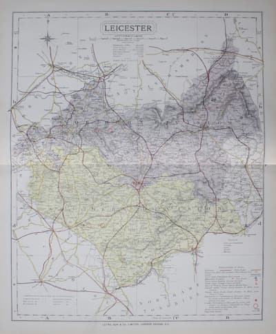 Map of Leicestershire  by Thomas Letts