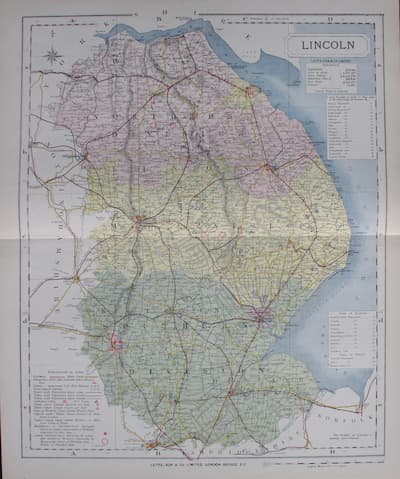 Map of Lincolnshire  by Thomas Letts