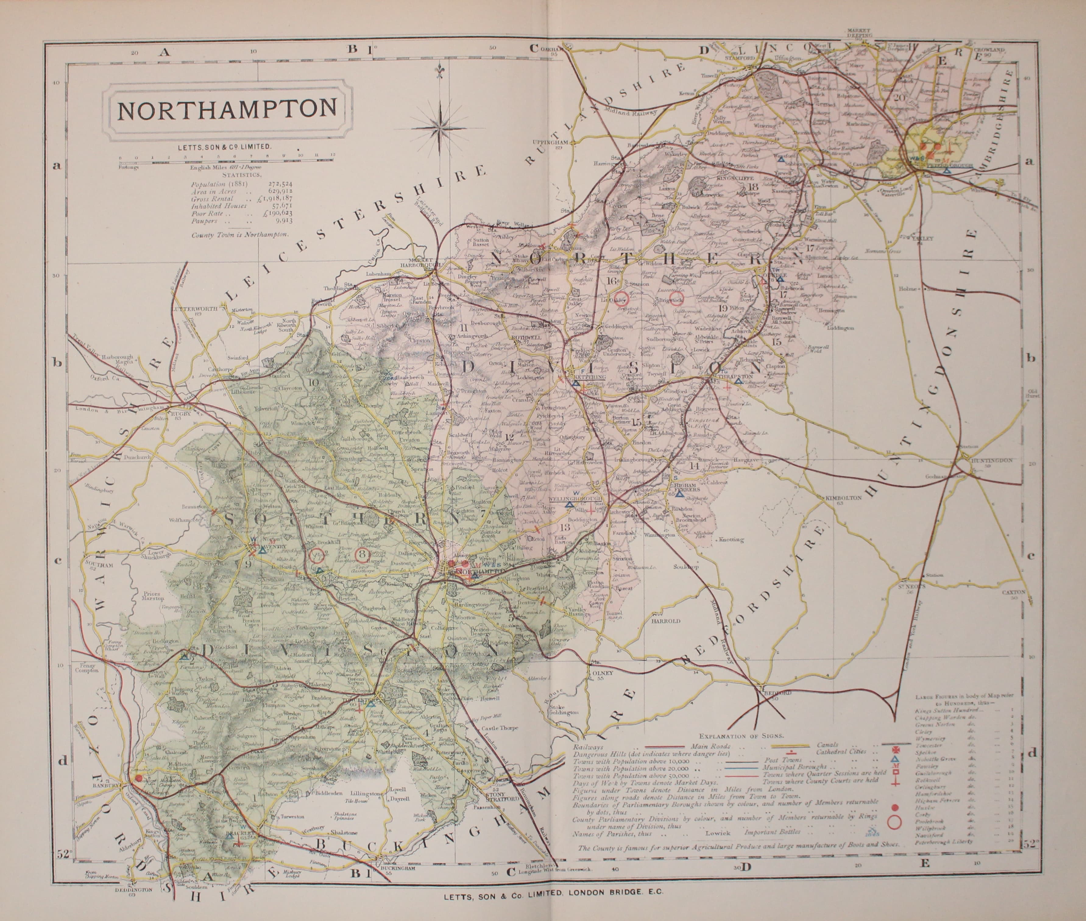 Map of Northamptonshire  by Thomas Letts  Map of Northamptonshire  by Thomas Letts