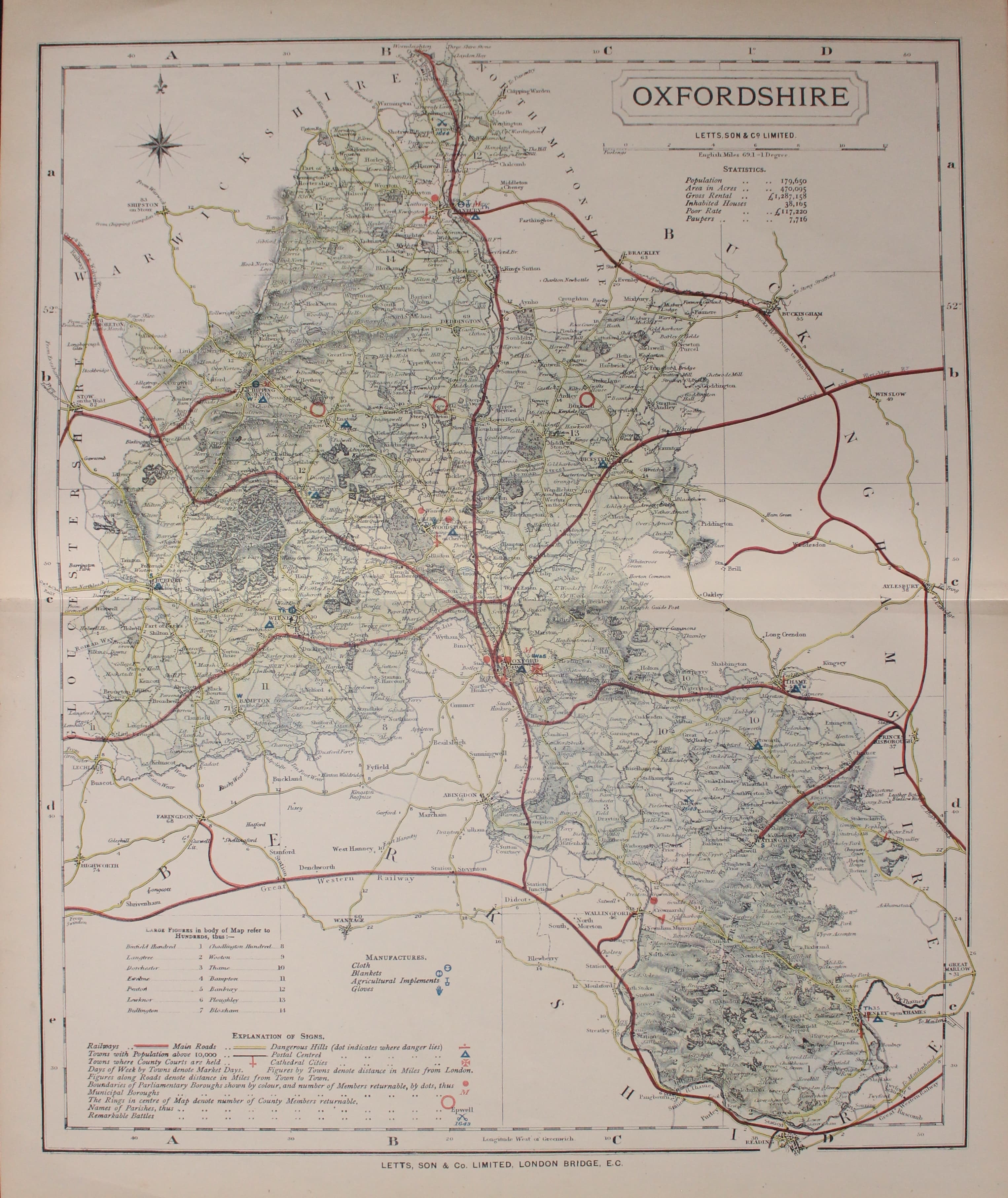 Map of Oxfordshire  by Thomas Letts