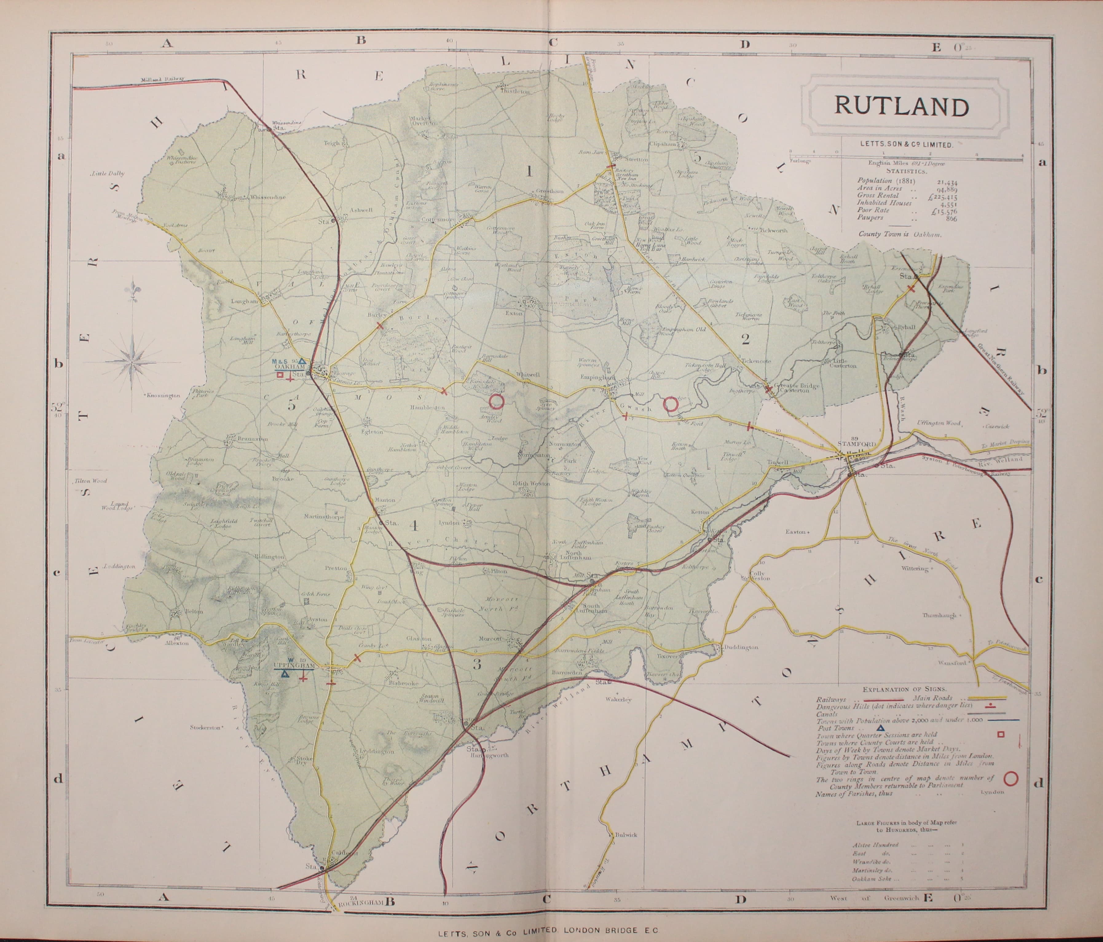 Map of Rutlandshire  by Thomas Letts