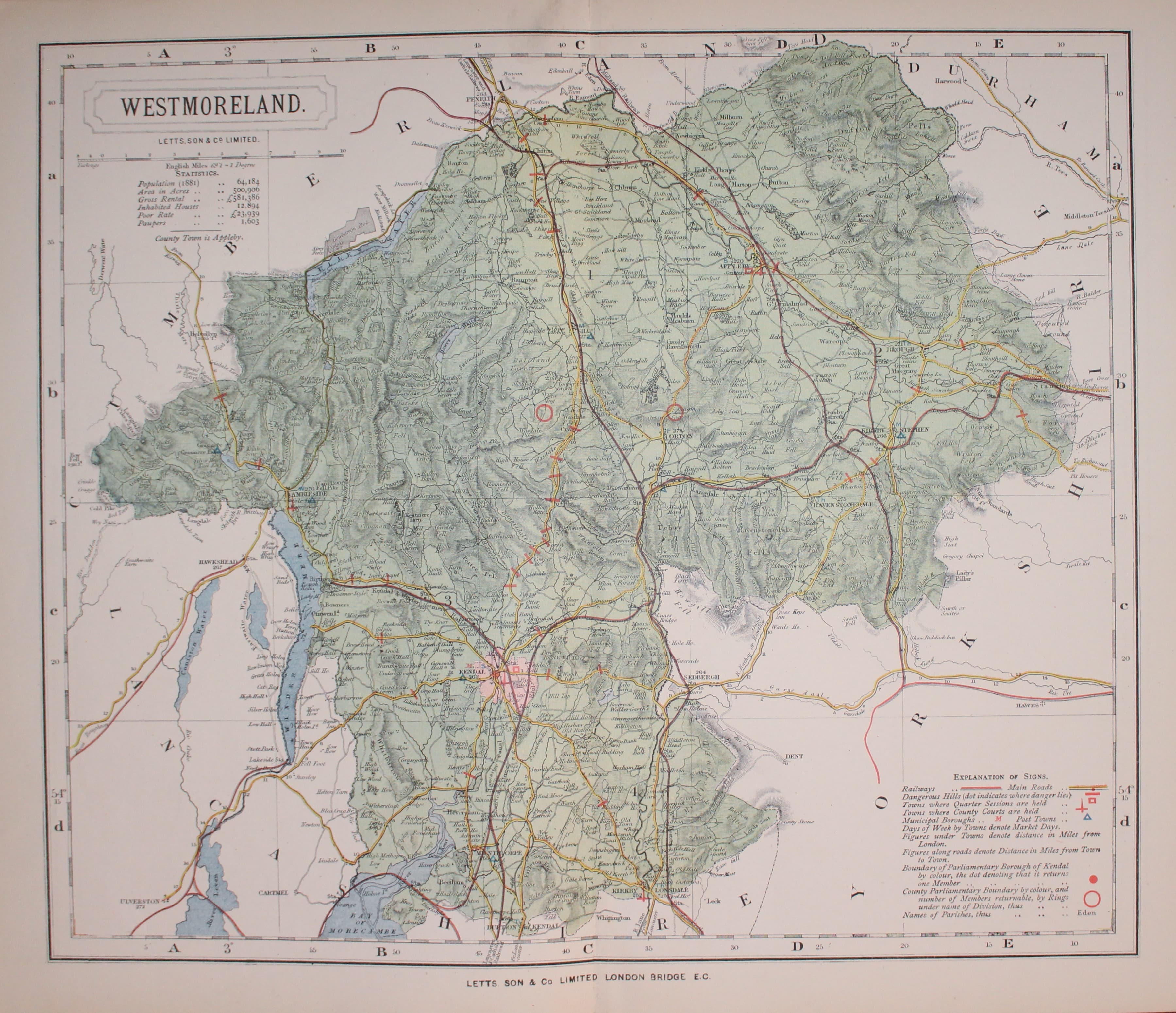 Map of Westmorland  by Thomas Letts