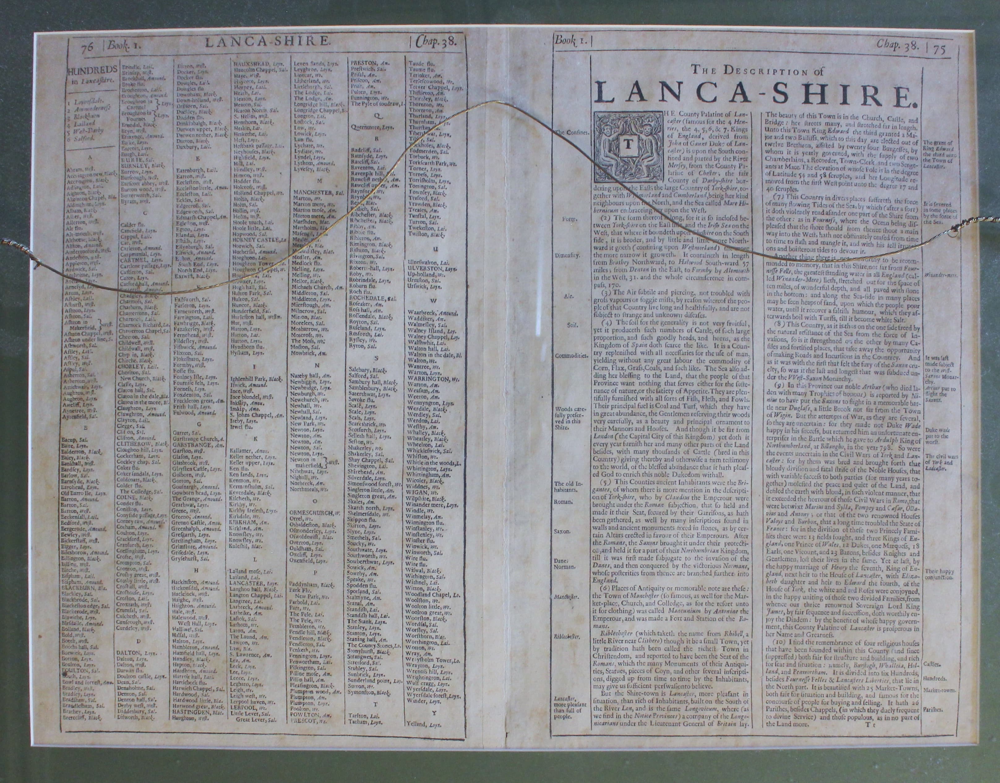 English text for Lancashire map by John Speed 16776  English text for Lancashire map by John Speed 16776