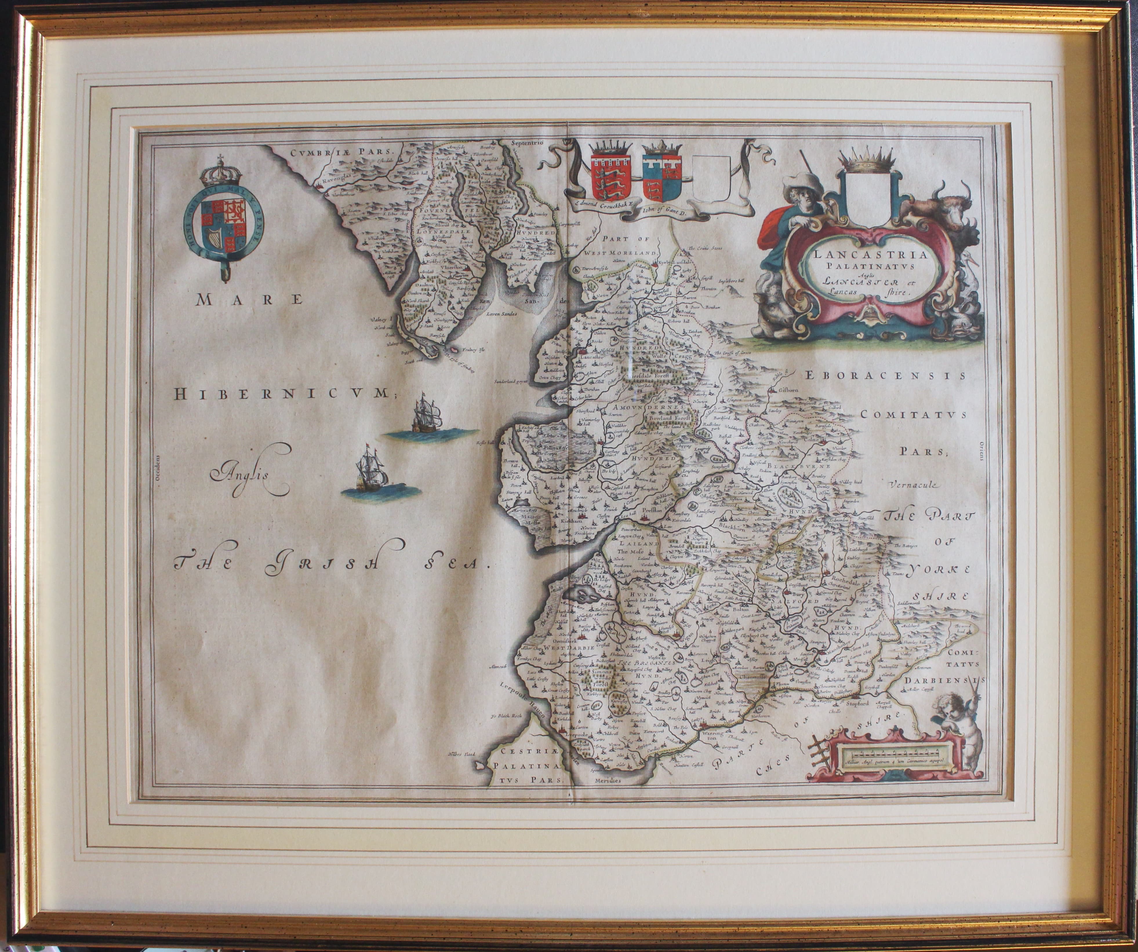 Map of Lancashire  by Joan Blaeu 1645  Map of Lancashire  by Joan Blaeu 1645