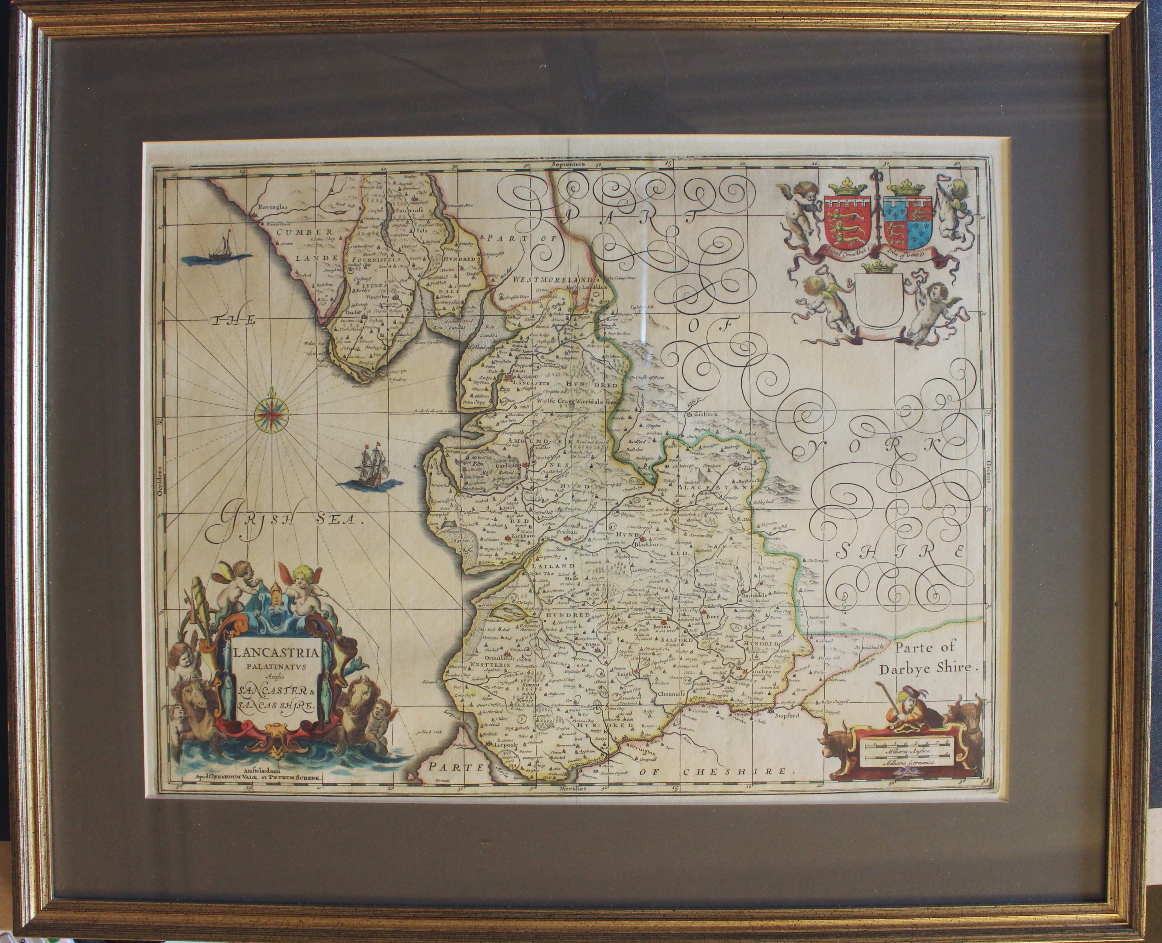 Map of Lancashire  by Gerard Valk & ieter Schenk c.1715  Map of Lancashire  by Gerard Valk & ieter Schenk c.1715