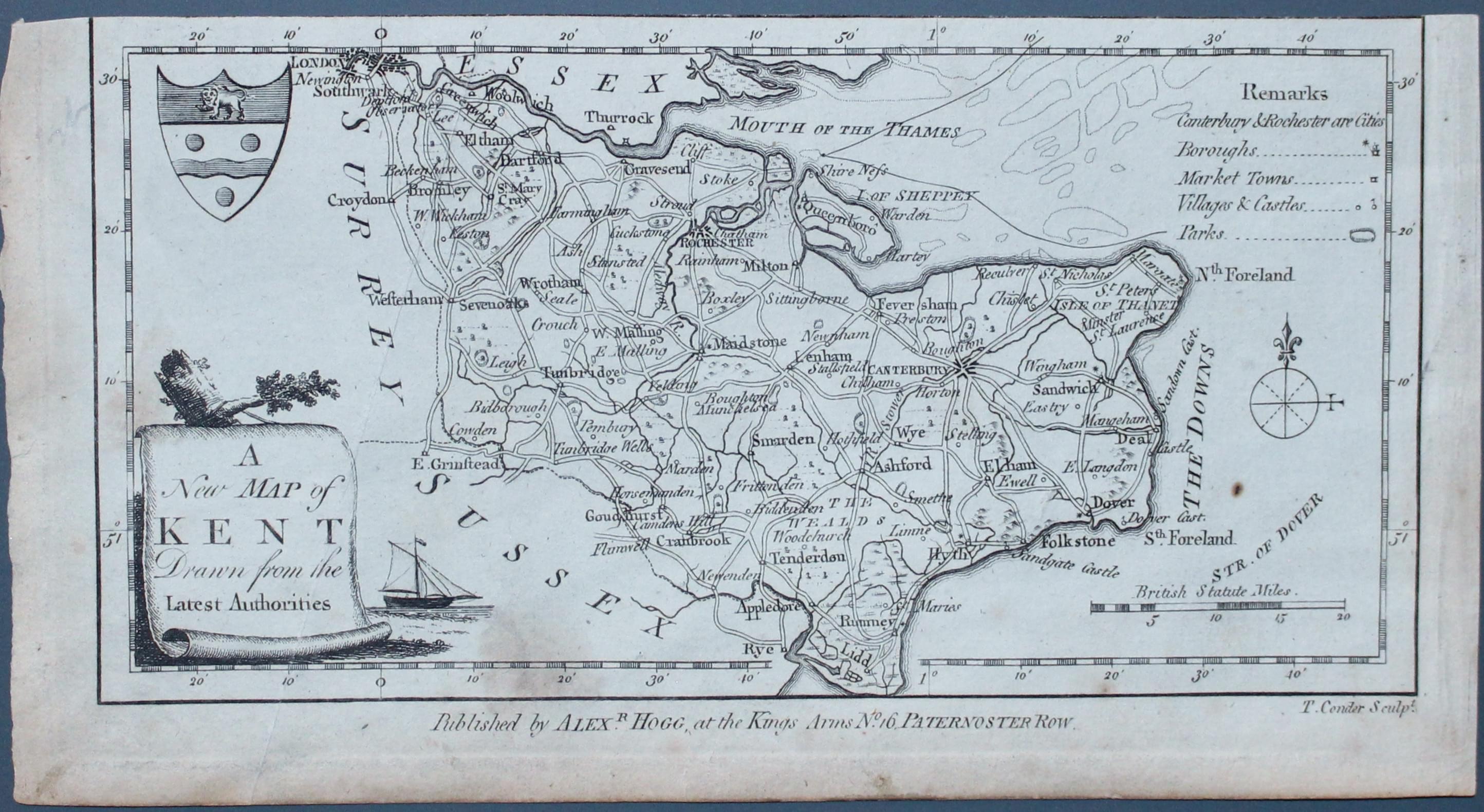 Map of Kent  by George A. Walpole c.1784