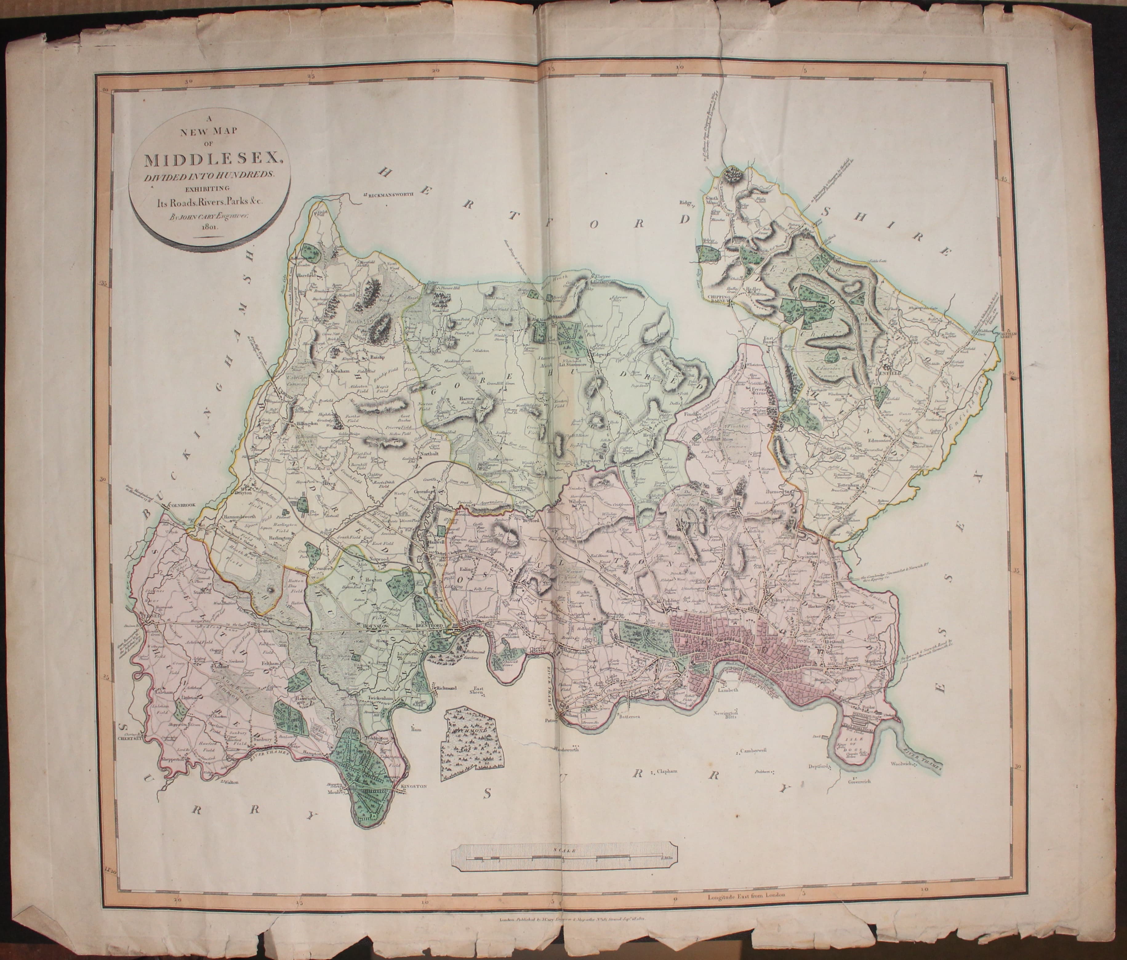 Map of Middlesex by John Cary 1801  Map of Middlesex by John Cary 1801