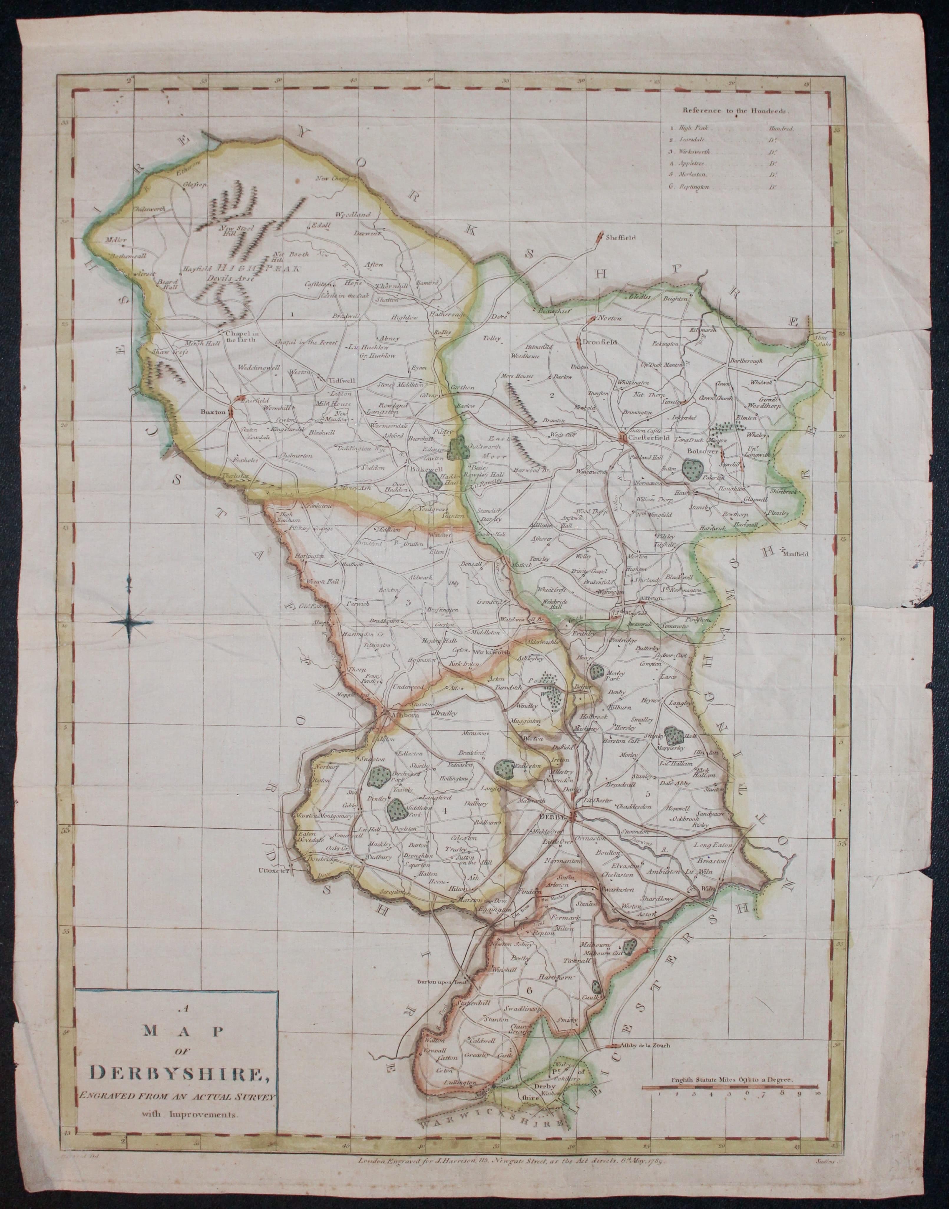 Map of Derbyshire  by Thomas Letts
