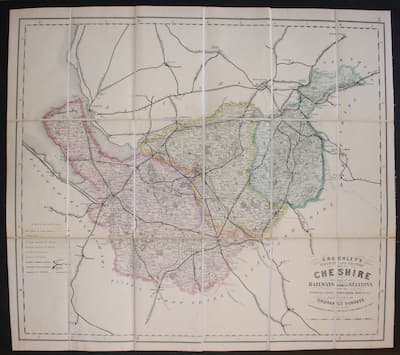 Map of Railways in Cheshire by G. F. Cruchley c.1860