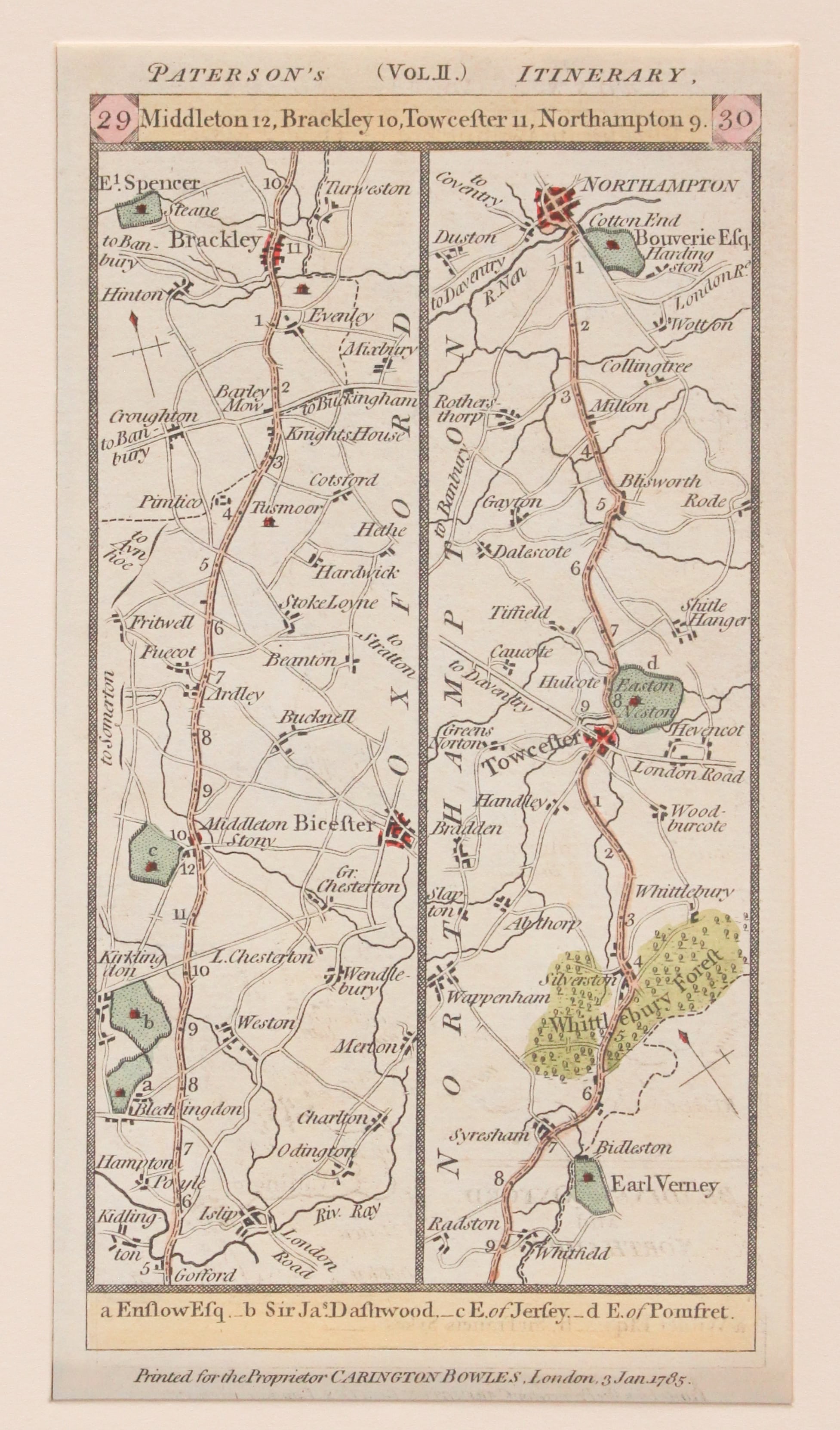 Road map Oxfordshire by Carington Bowles 1785