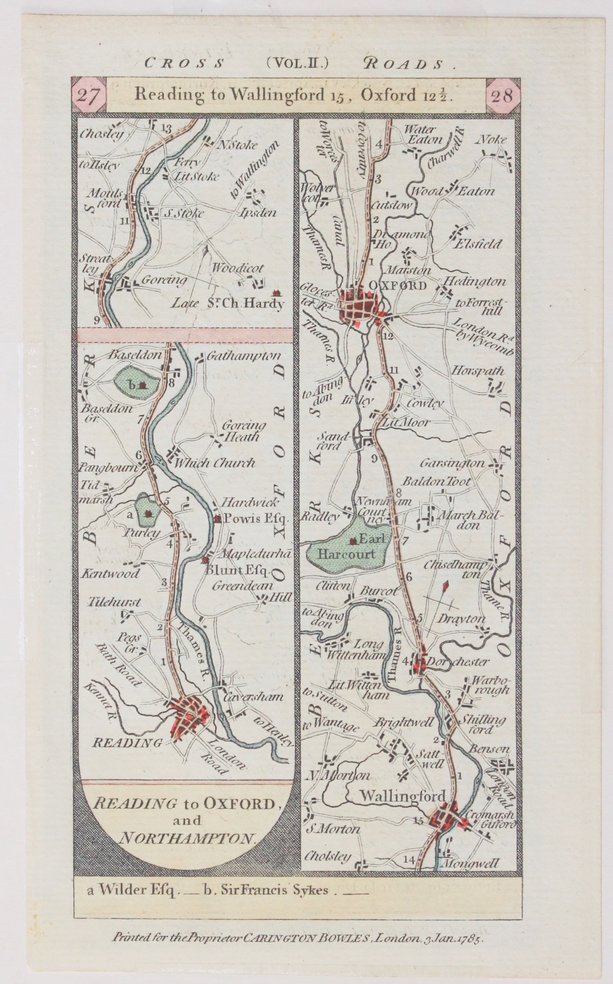 Road map Northamptonshire by Carington Bowles 1785