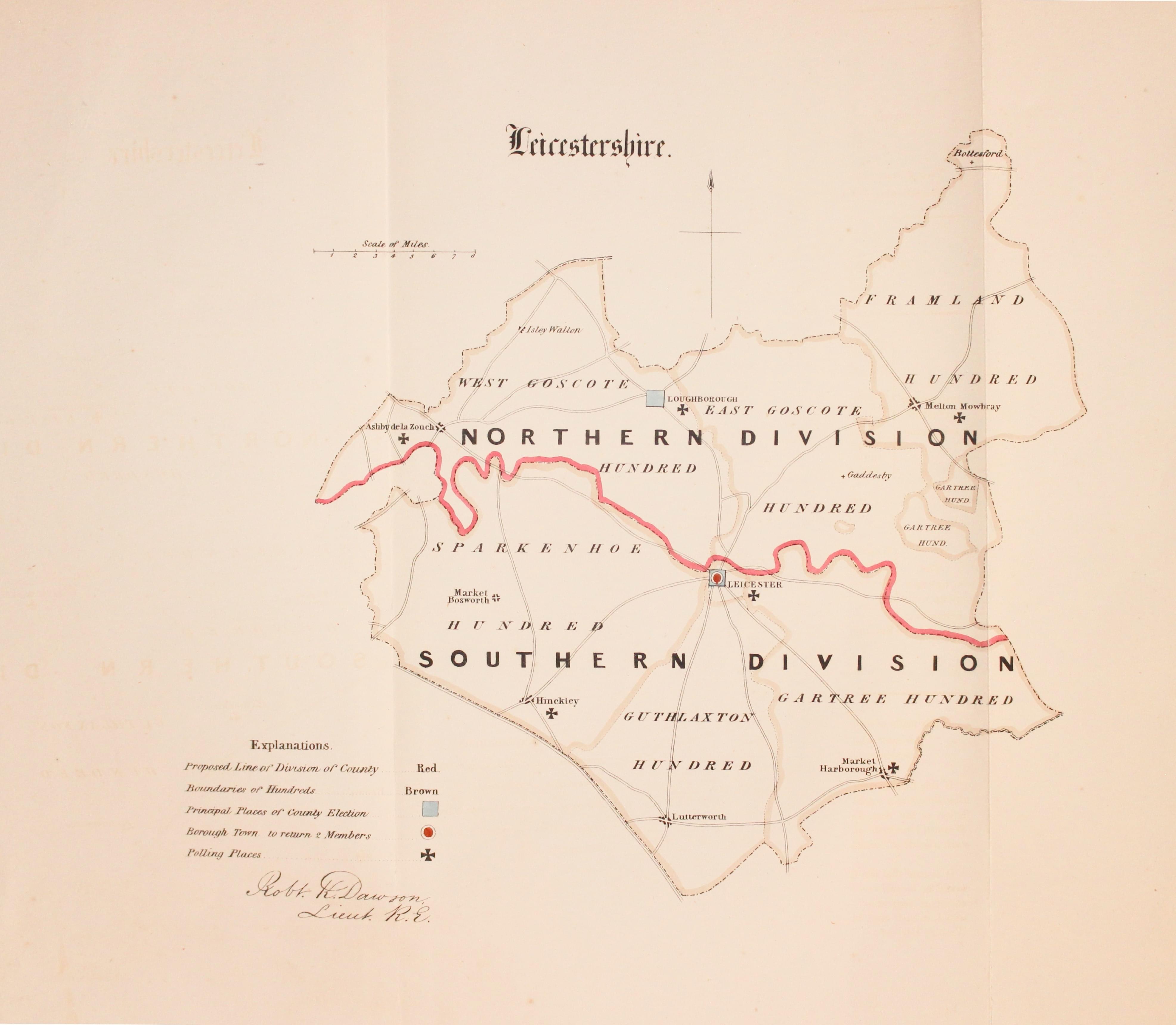 Map of Leicestershire by Lt. R. K. Dawson 1832  Map of Leicestershire by Lt. R. K. Dawson 1832