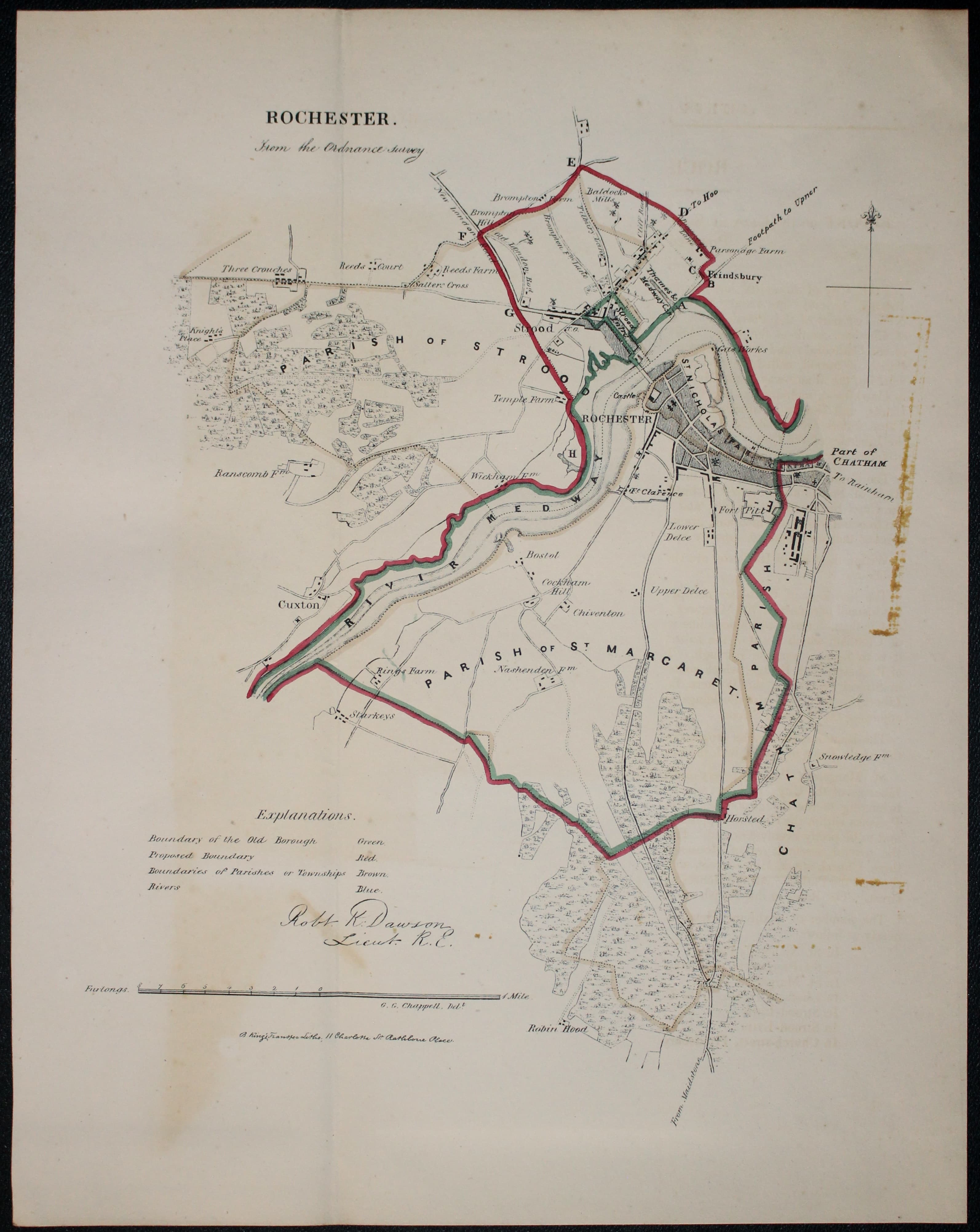 Map of Rochester. Kent by Lt. R. K. Dawson 1832