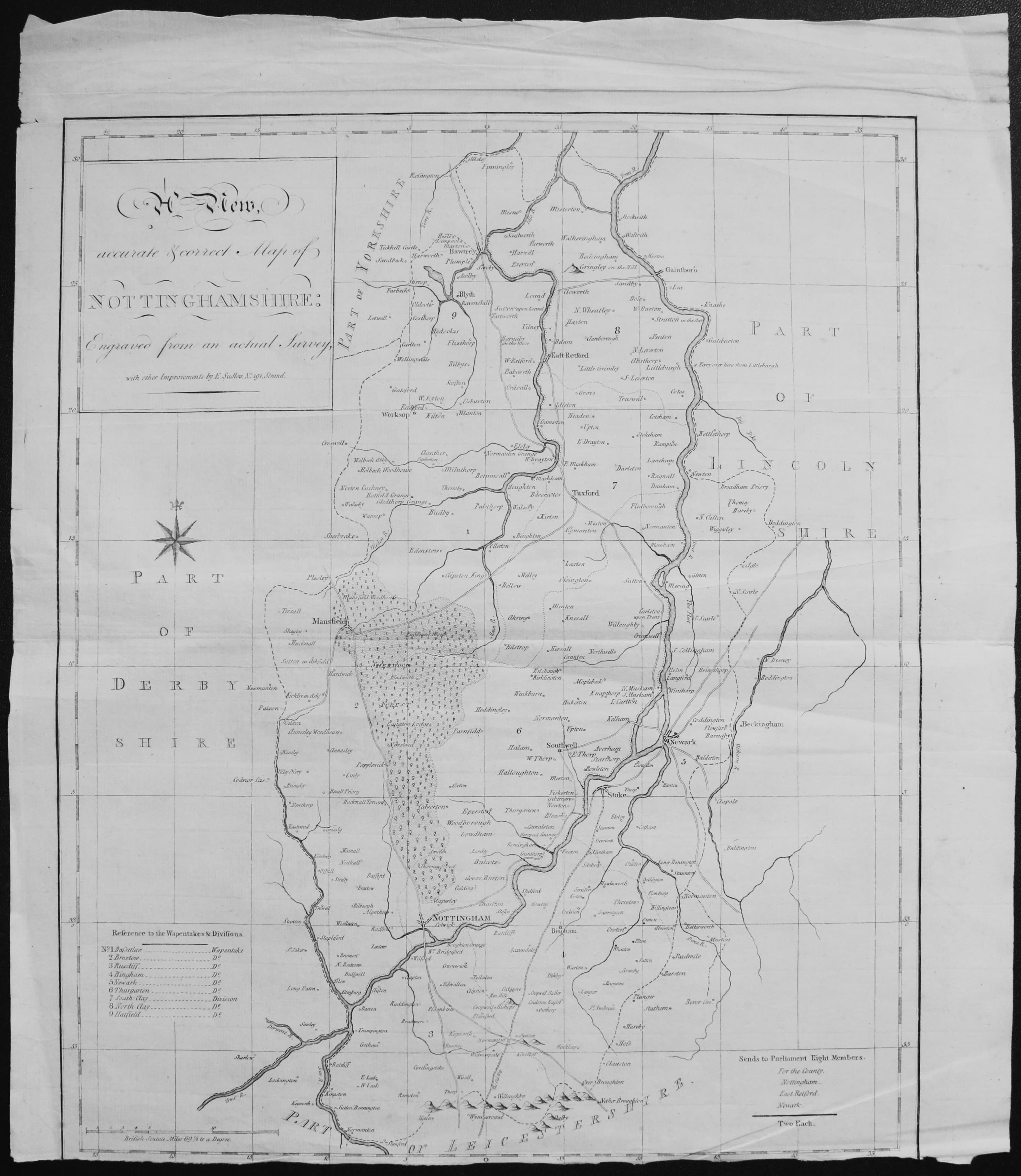 Map of Nottinghamshire  by Thomas Letts