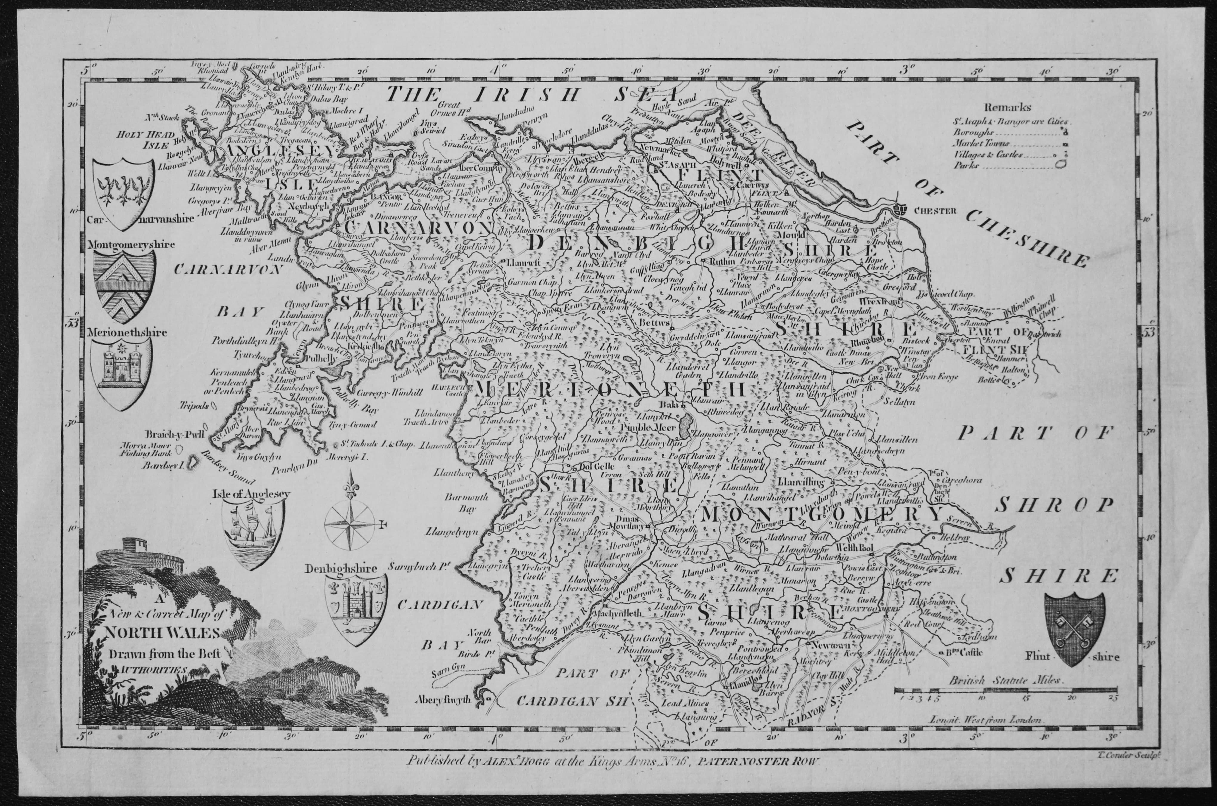 Map of North Wales  G A Walpole, 1794