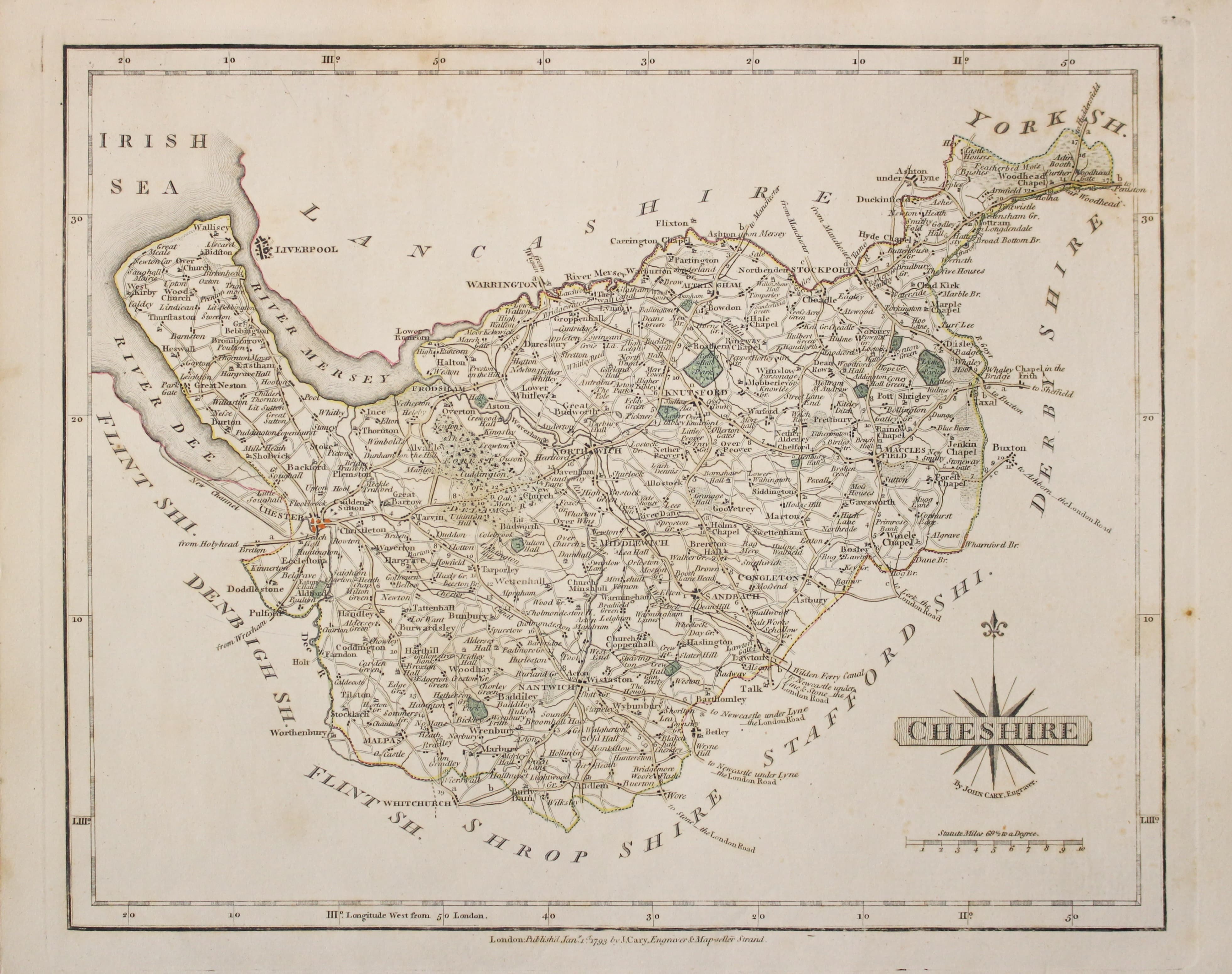 Map of Cheshire by John Cary, 1794