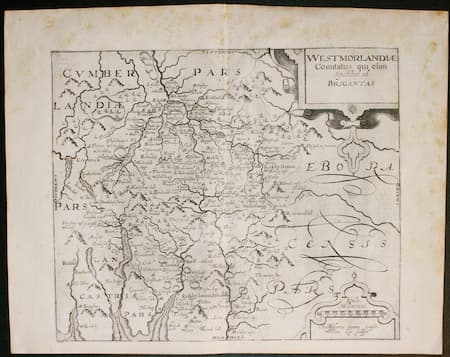 Map of Westmorland  by Christopher Saxton and William Kip 1607