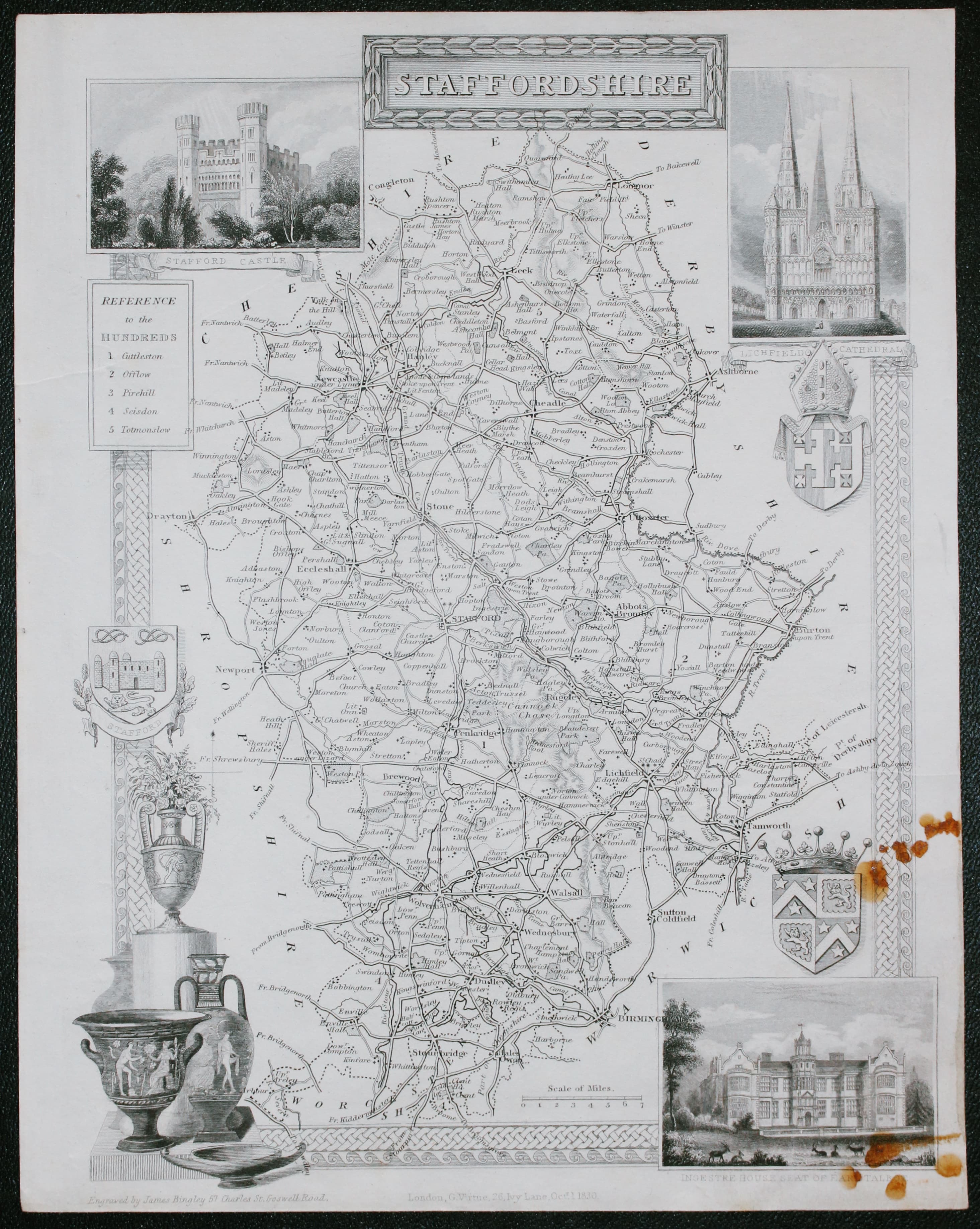 Map of Stafforshire by Thomas Moule c.1850