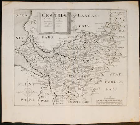 Map of Cheshire by Saxton / Hole, c.1637