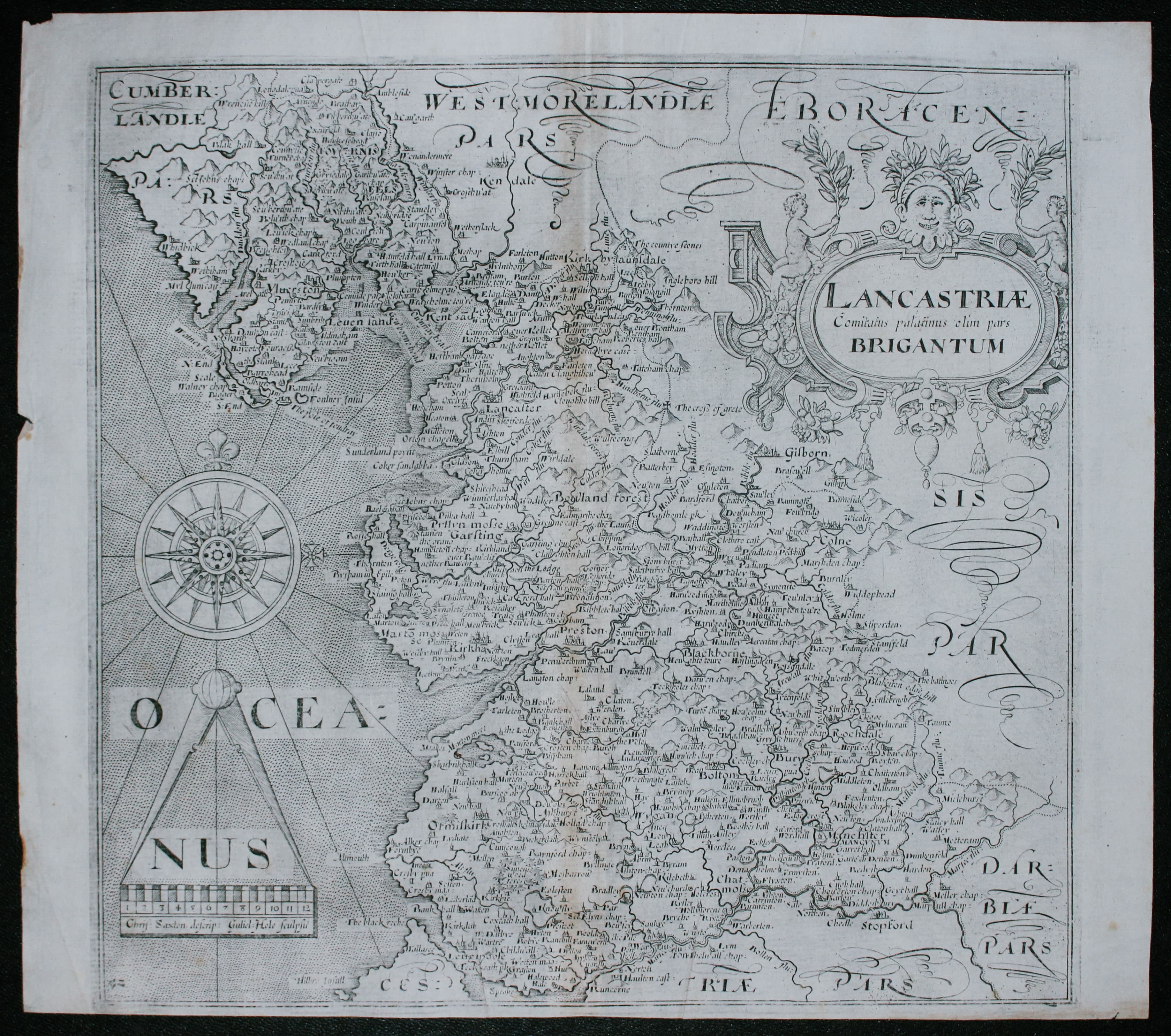 Map of Lancashire  by Saxton / Hole 1637  Map of Lancashire  by Saxton / Hole 1637