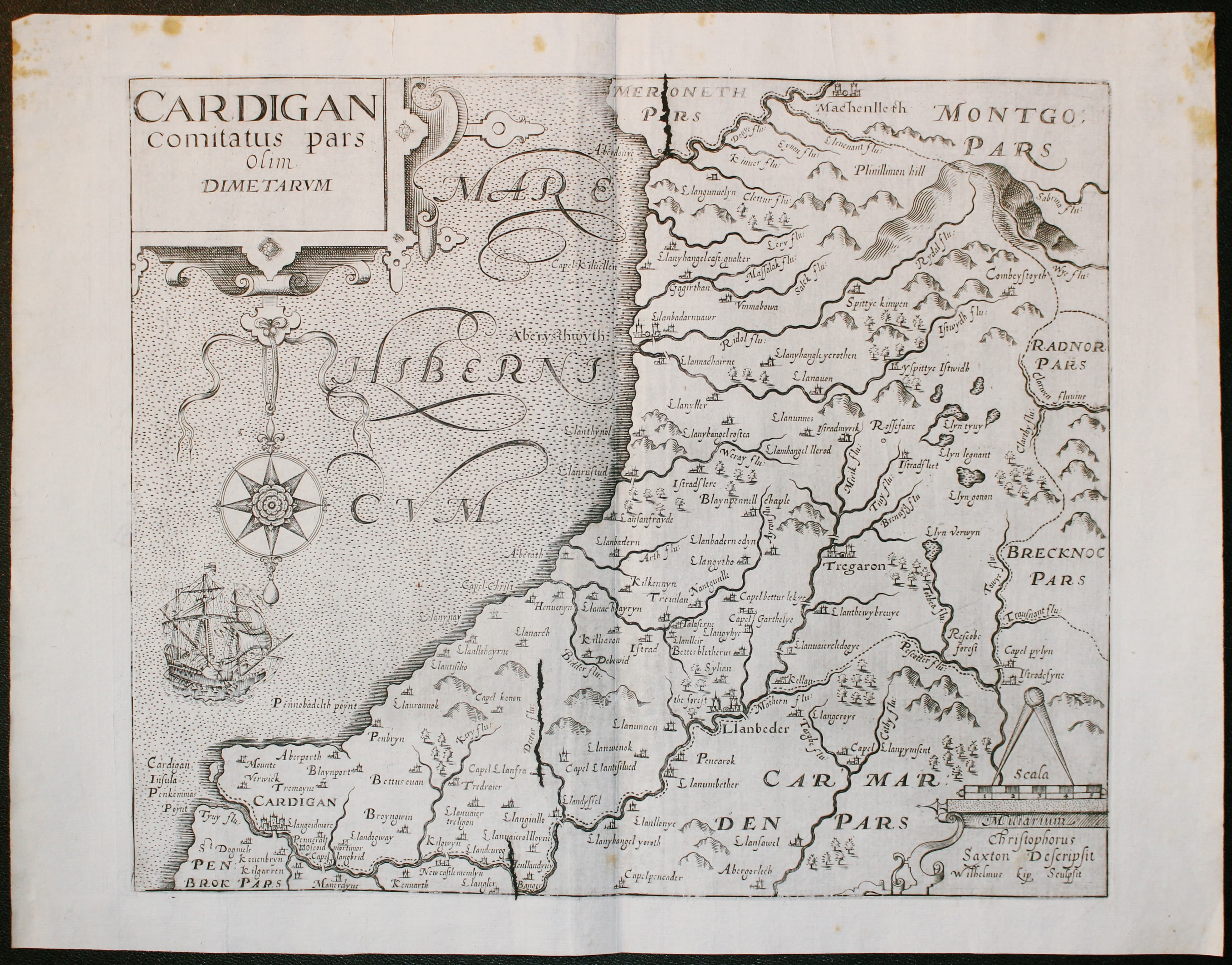Map of Cardiganshire Saxton / Kip 1737  Map of Cardiganshire Saxton / Kip 1737