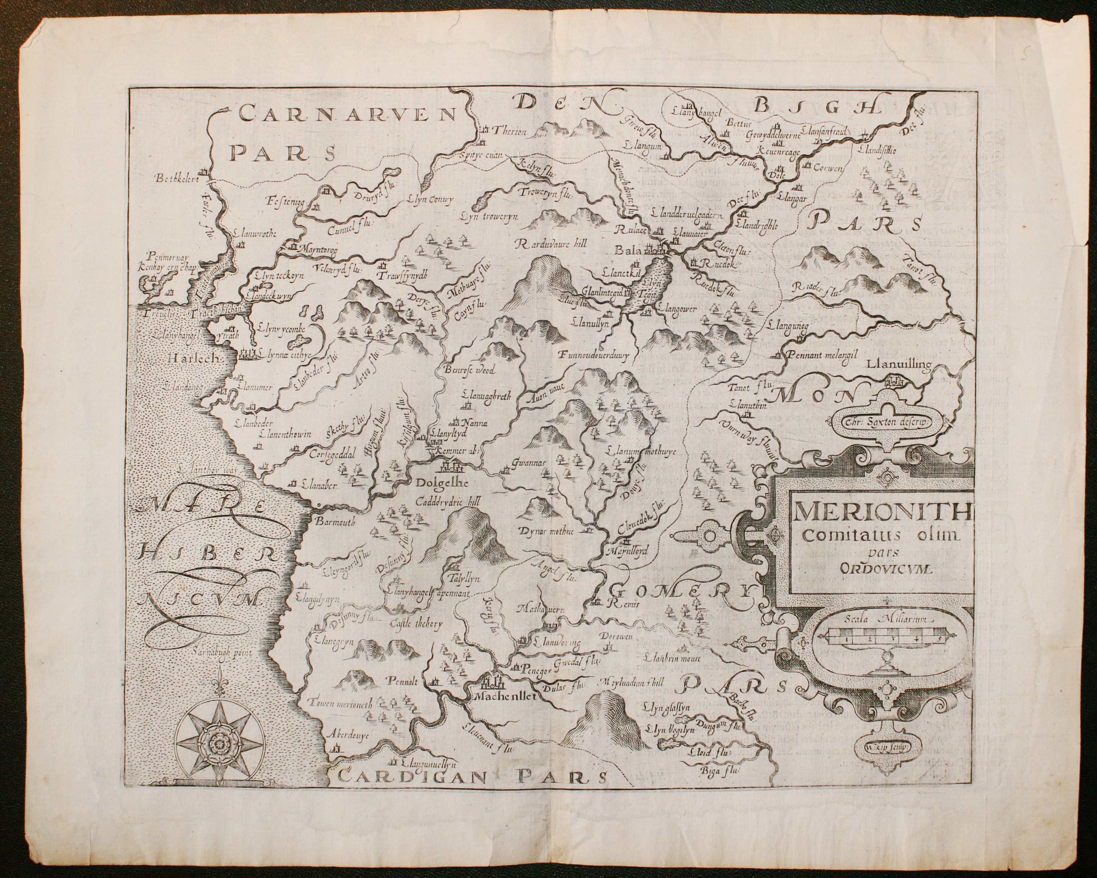 Merionethshire. Christopher Saxton / William Kip c.1637