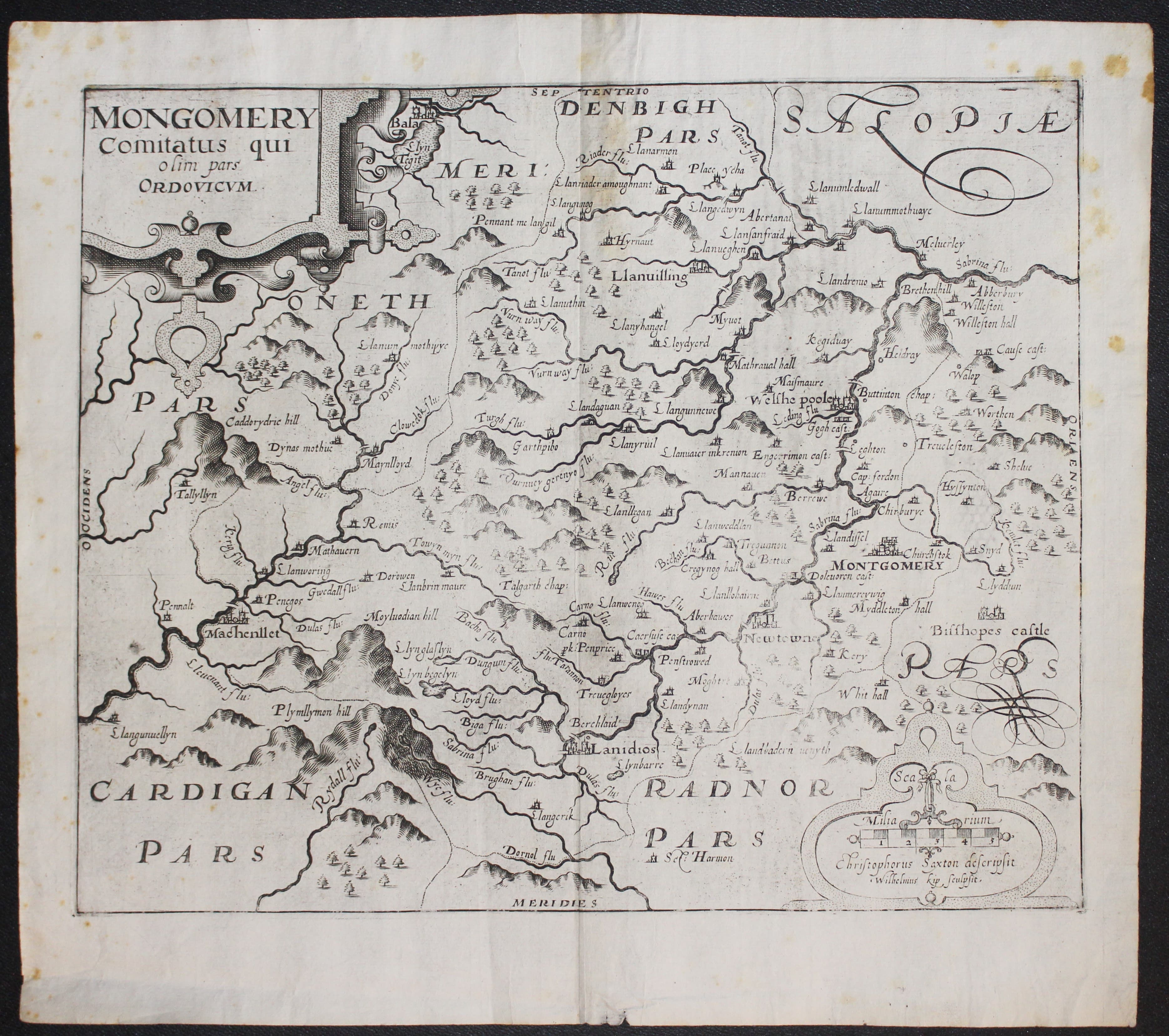 Map of Montgomeryshire Saxton / William Kip 1637