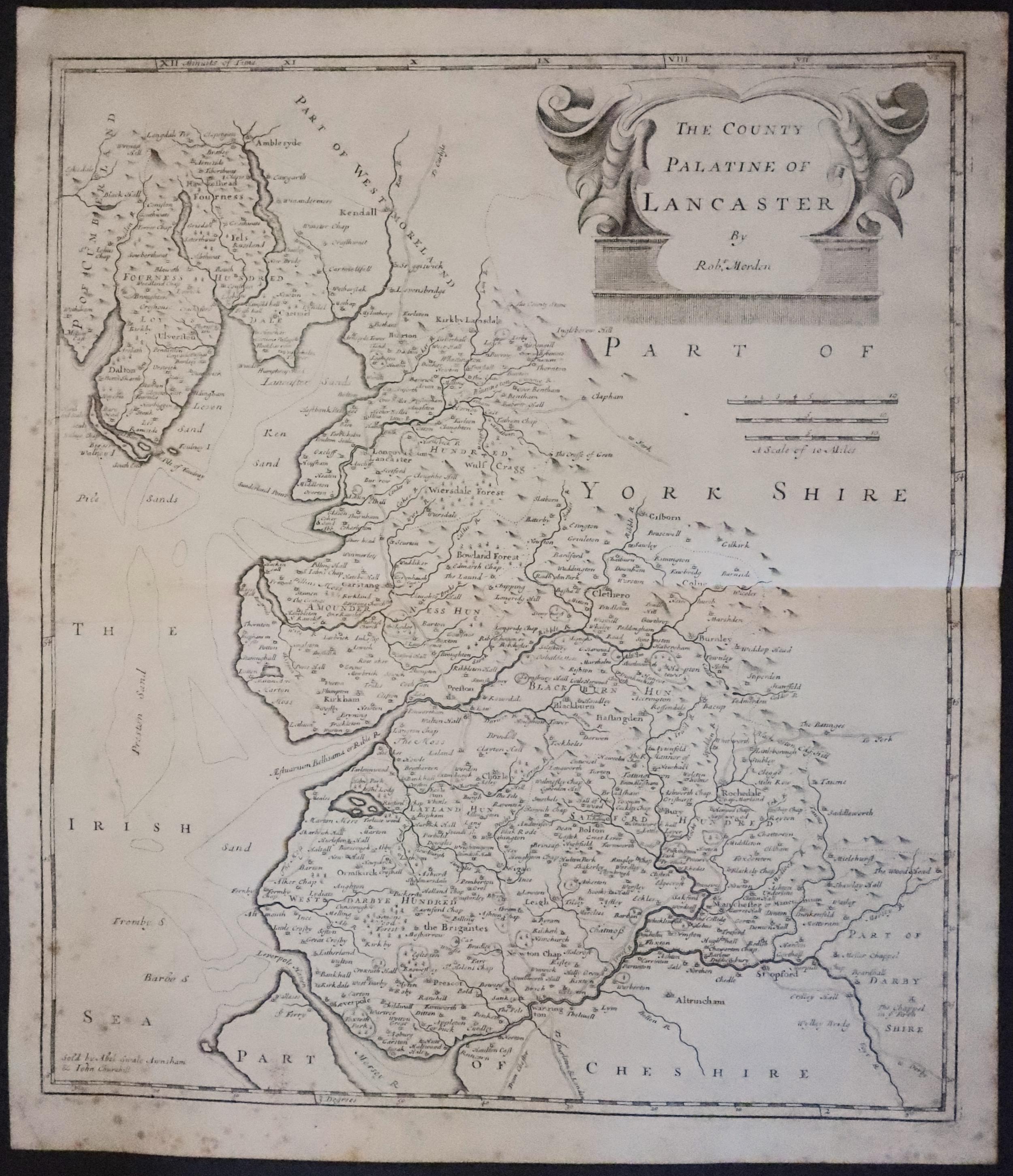 Map of Lancashire  by Robert Morden 1722  Map of Lancashire  by Robert Morden 1722