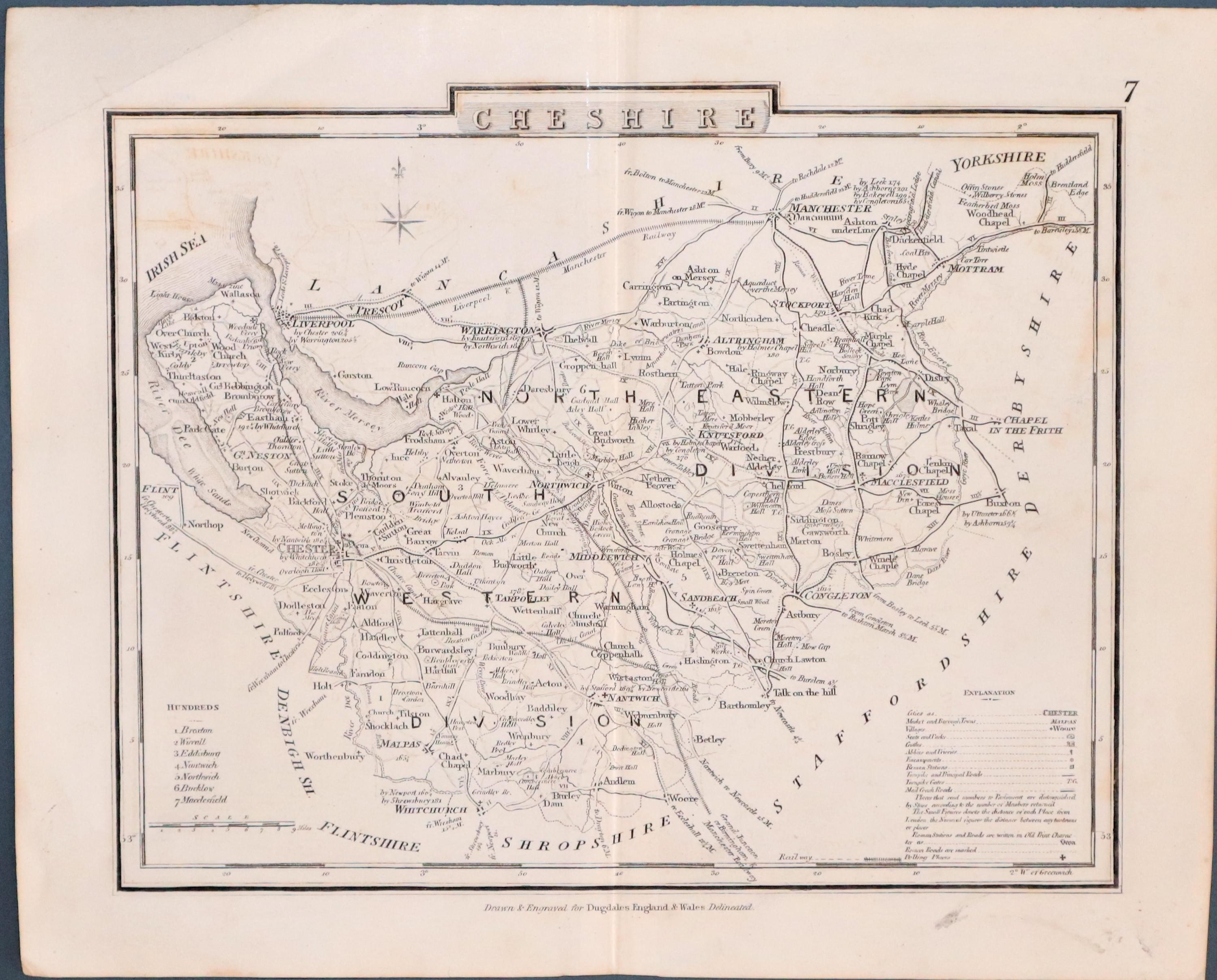 Map of Cheshire by Saxton / Hole, c.1637