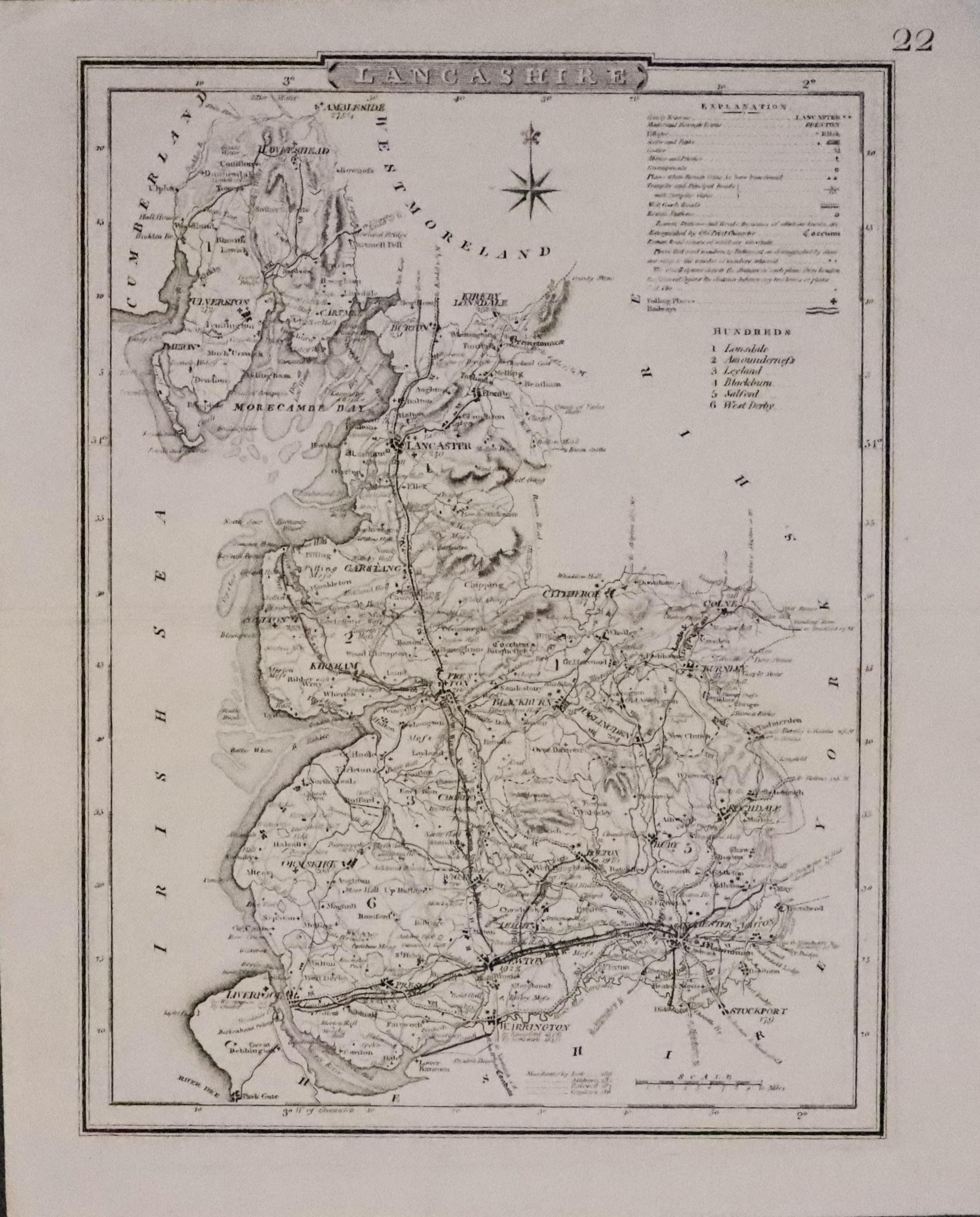 Map of Lancashire by Cole & Roper c.1840  Map of Lancashire by Cole & Roper c.1840